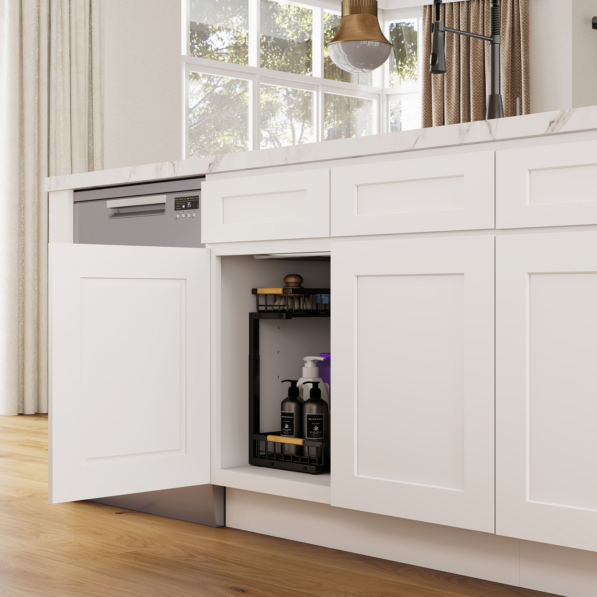 White Shaker RTA Kitchen Cabinets Complete Set for DIY Install