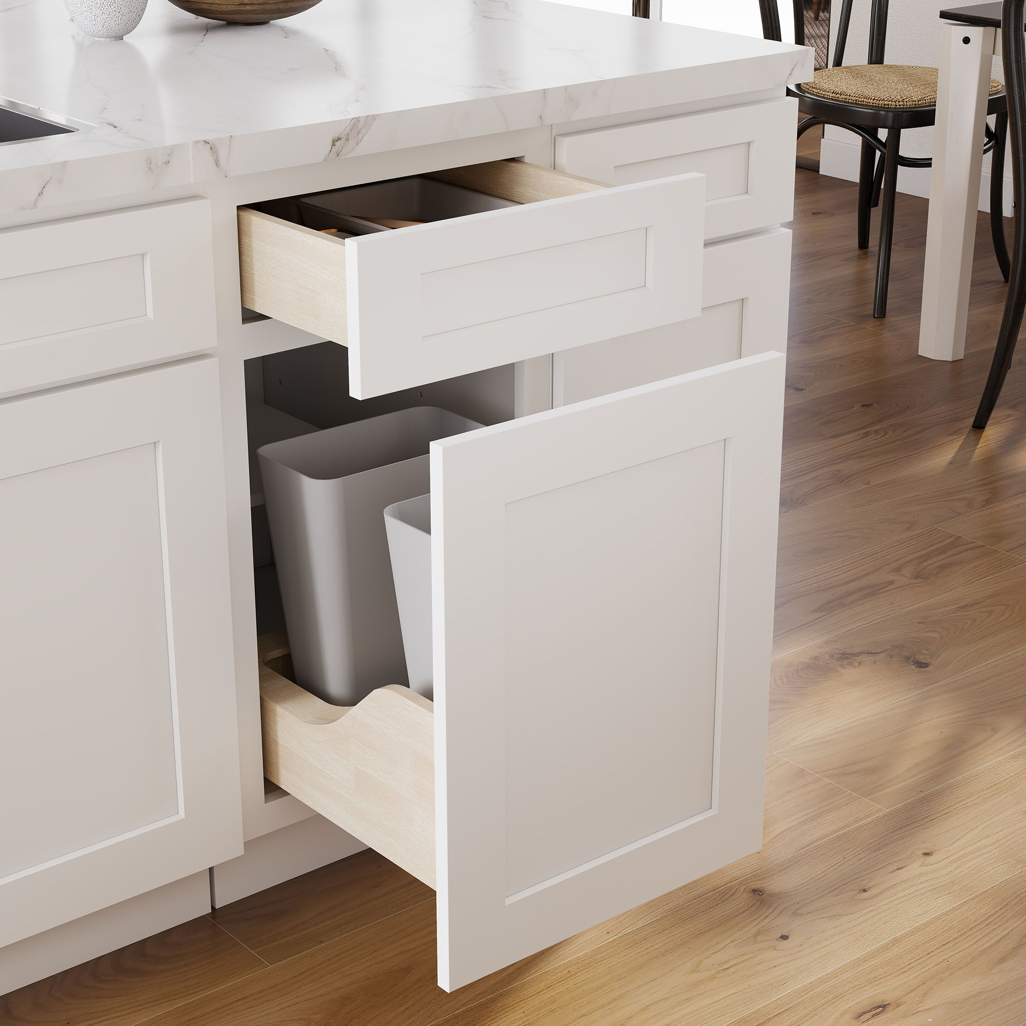 White Shaker RTA Kitchen Cabinets Complete Set for DIY Install