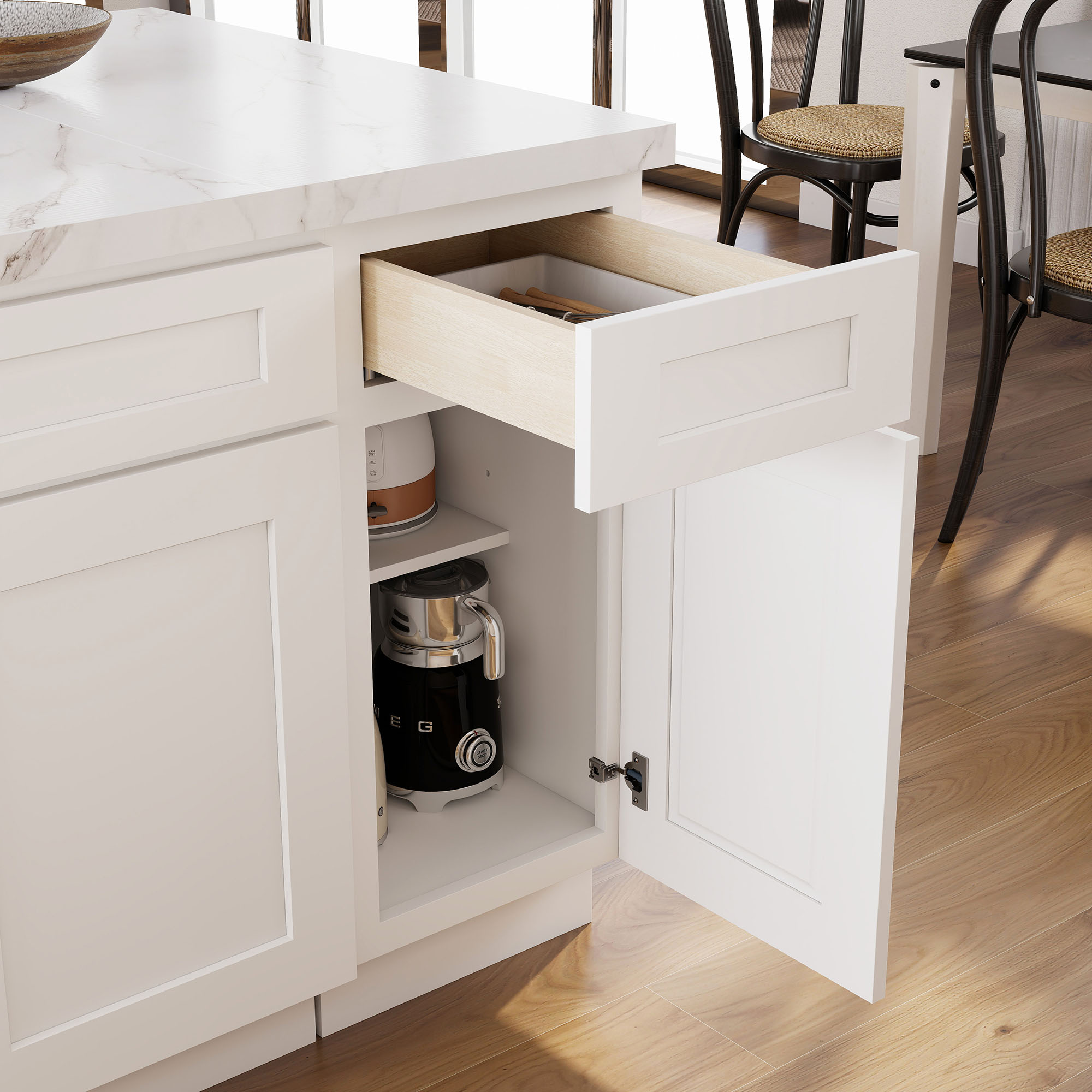 15"W x 24"D x 34.5"H Plywood Floor Base Kitchen Cabinet with Drawer Ready to Assemble