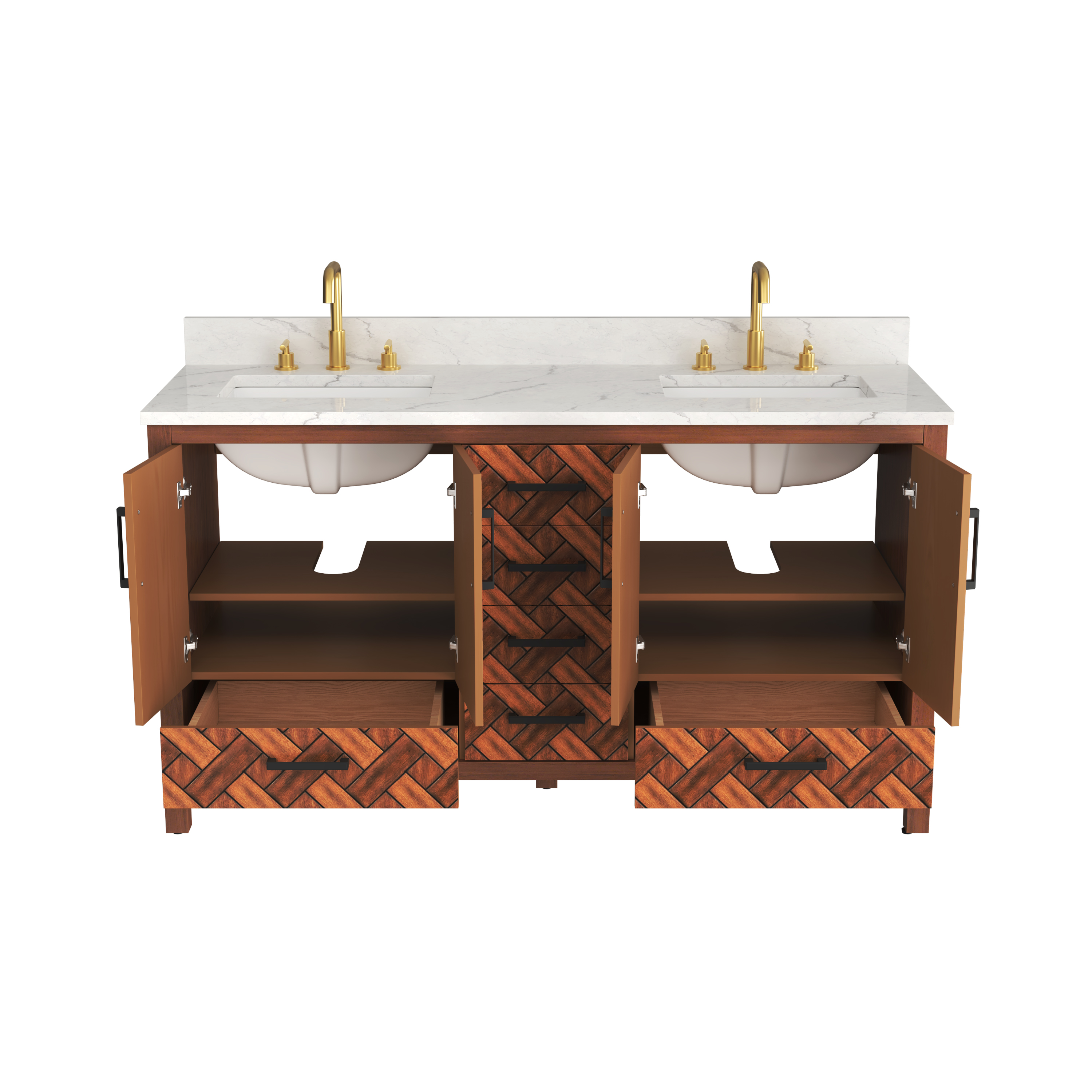 60" Double Sink Bathroom Vanity with Engineering Stone Top