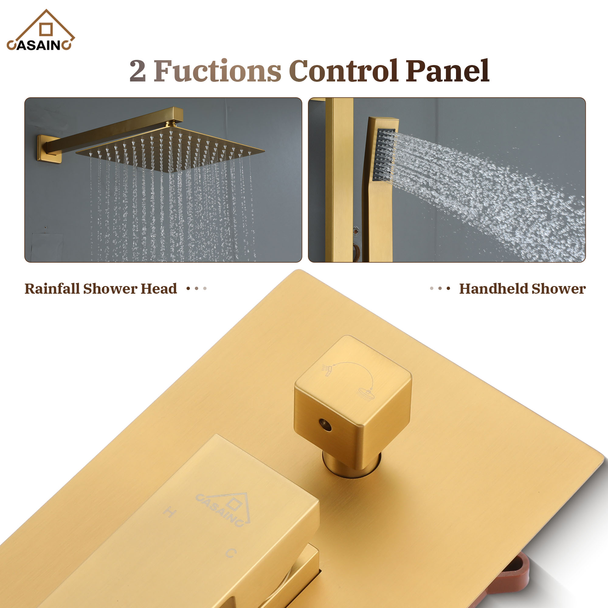 10" Wall Mount Rain Shower Shower System With Hand Shower & Slide Bar