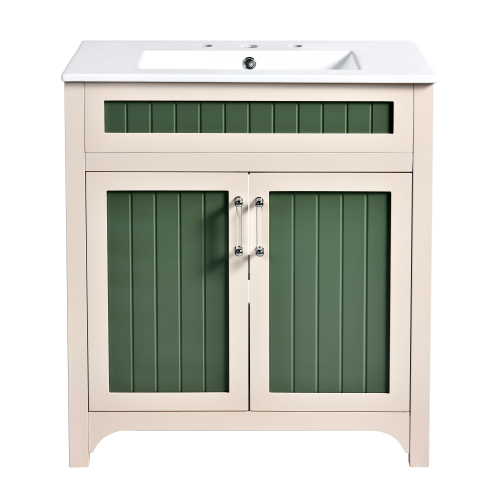 24"/30" Wooden Bathroom Vanity Cabinet with Ceramic Sink Combo Set