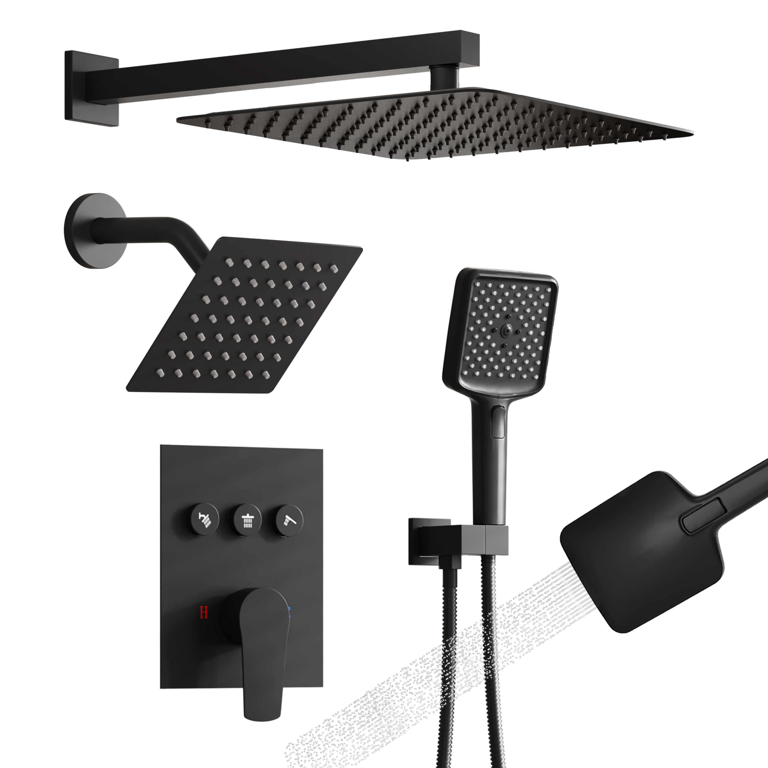 12-inch Dual Shower System with 4-Function Handheld Shower