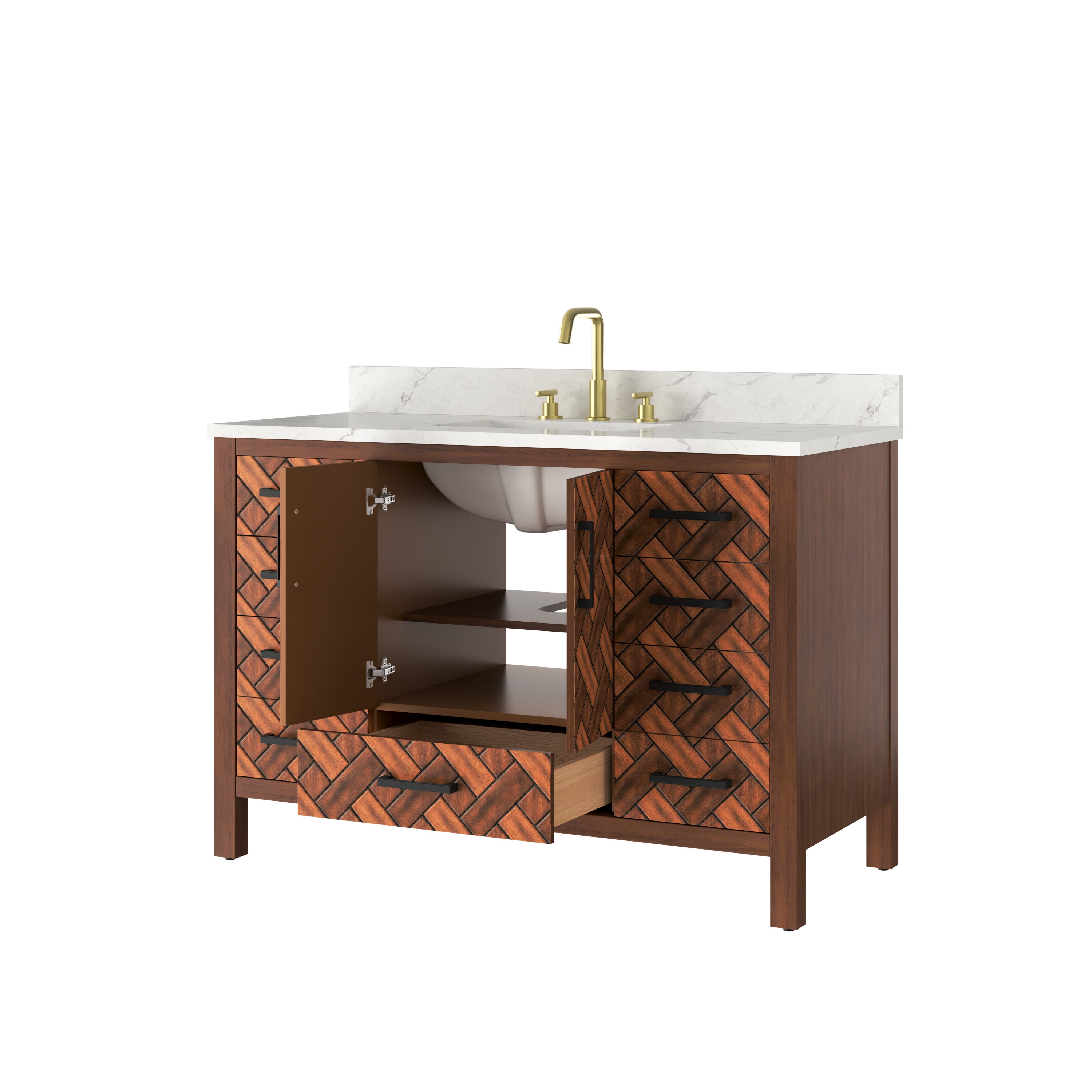 48" Bathroom Vanity with Engineering Stone Top & Single Sink