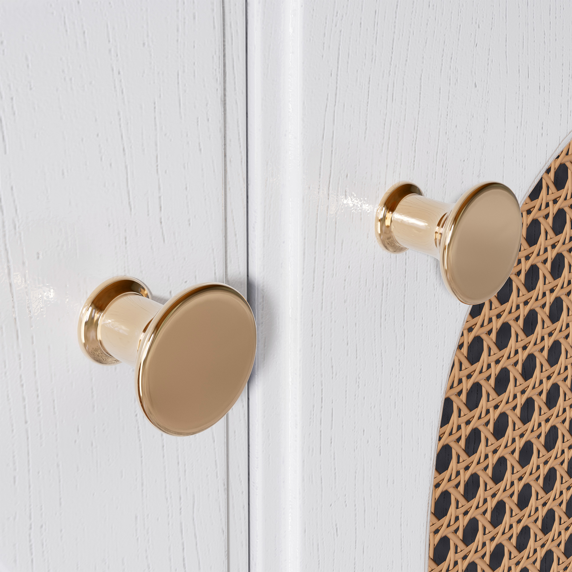 36" Bathroom Vanity with Ceramic Basin and Rattan Double Door Cabinet