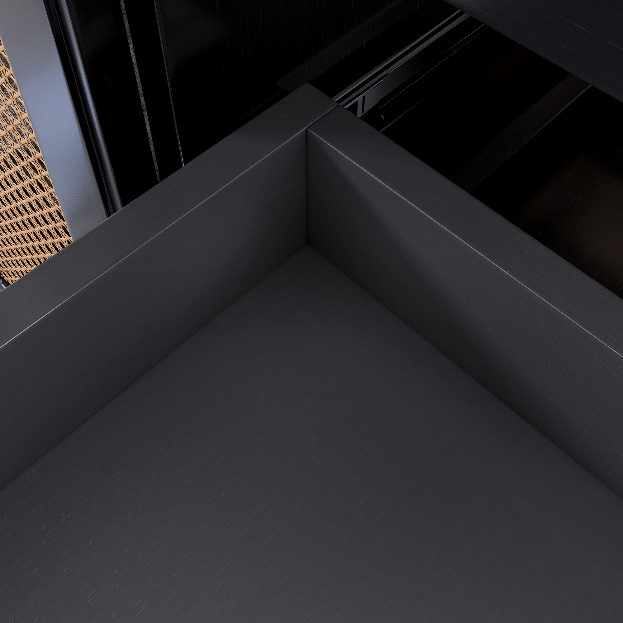 36" Bathroom Vanity with Ceramic Basin and Rattan Double Door Cabinet