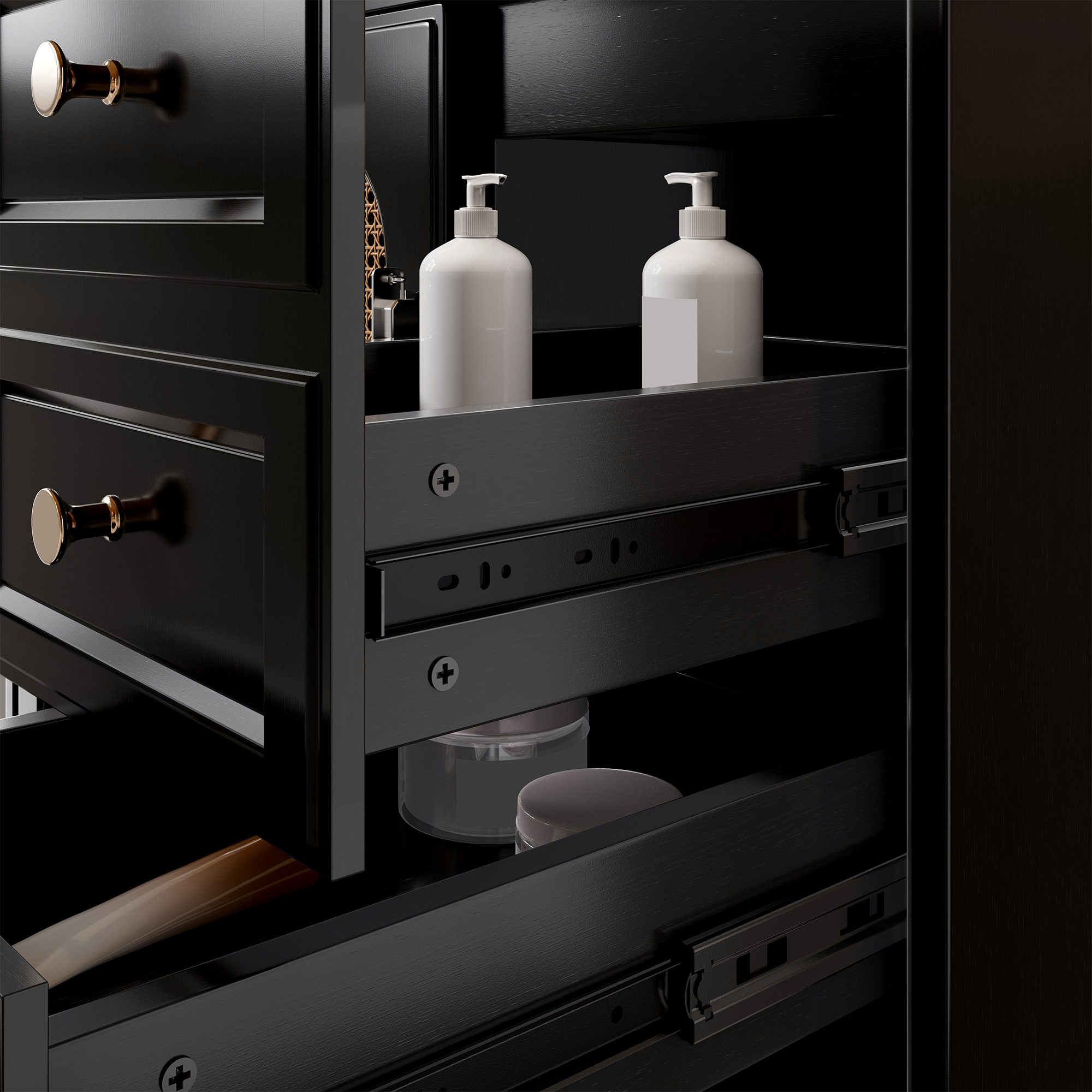 36" Bathroom Vanity with Ceramic Basin and Rattan Double Door Cabinet