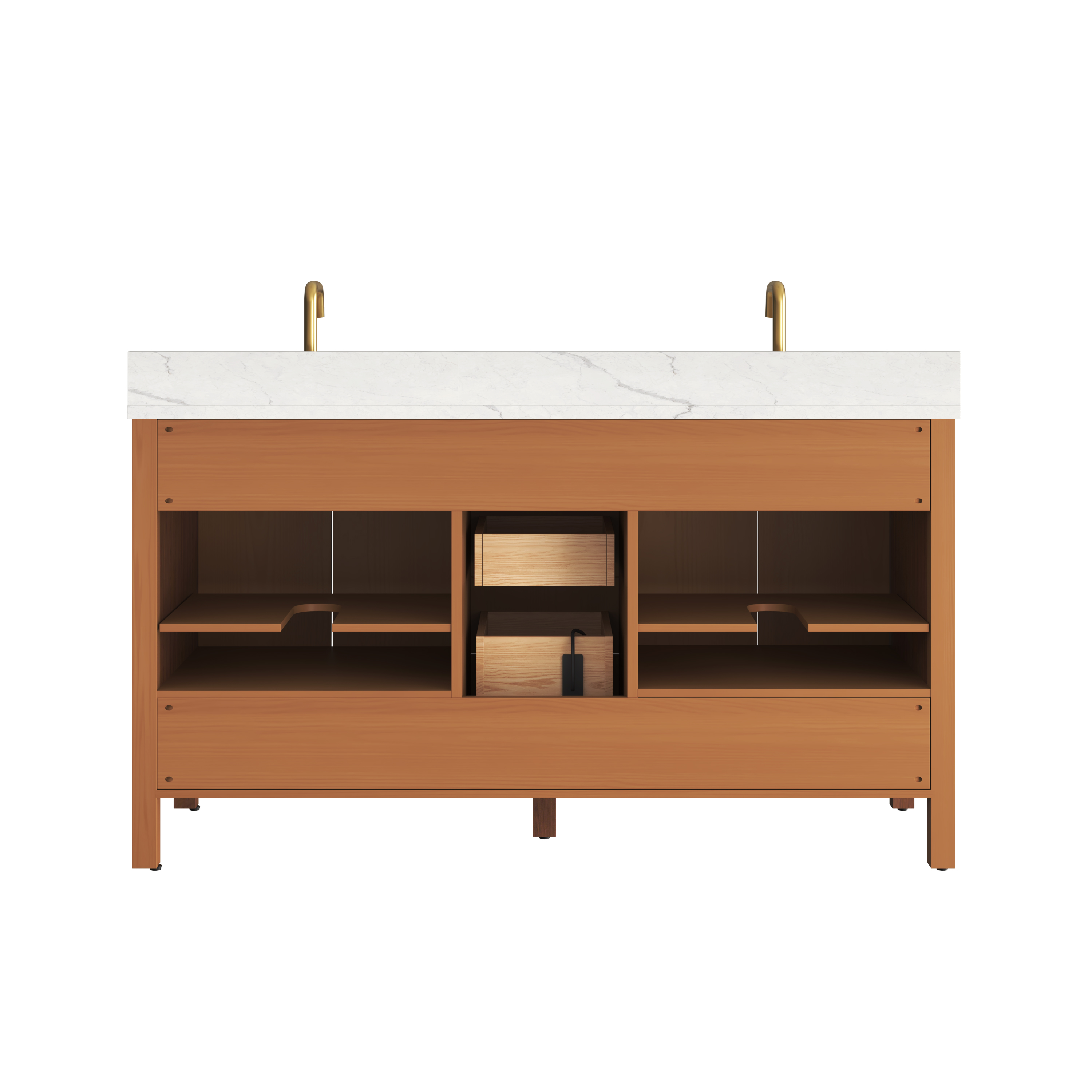 60" Double Sink Bathroom Vanity with Engineering Stone Top