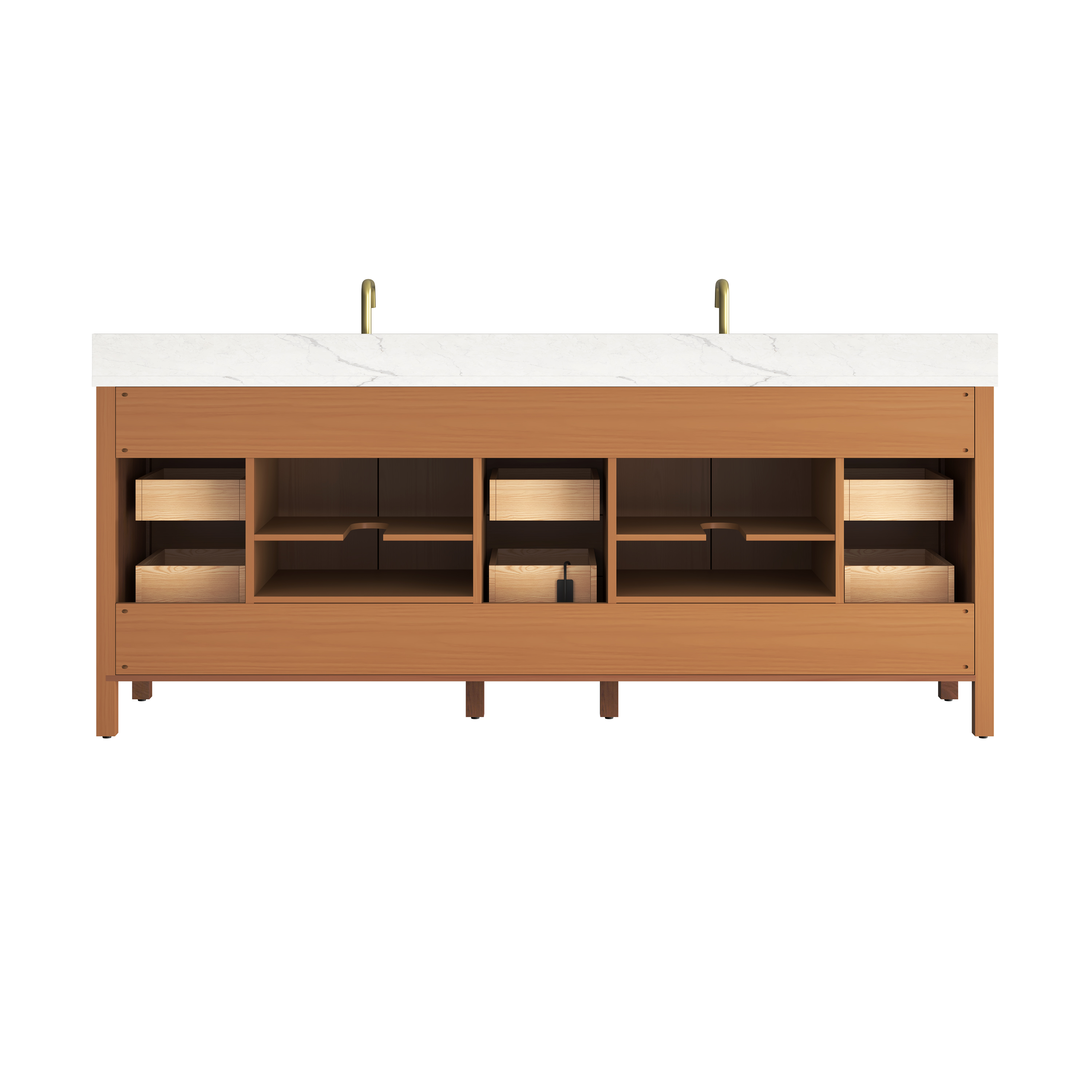 84" Freestanding Bathroom Vanity with Double Sink and Engineering Stone Top