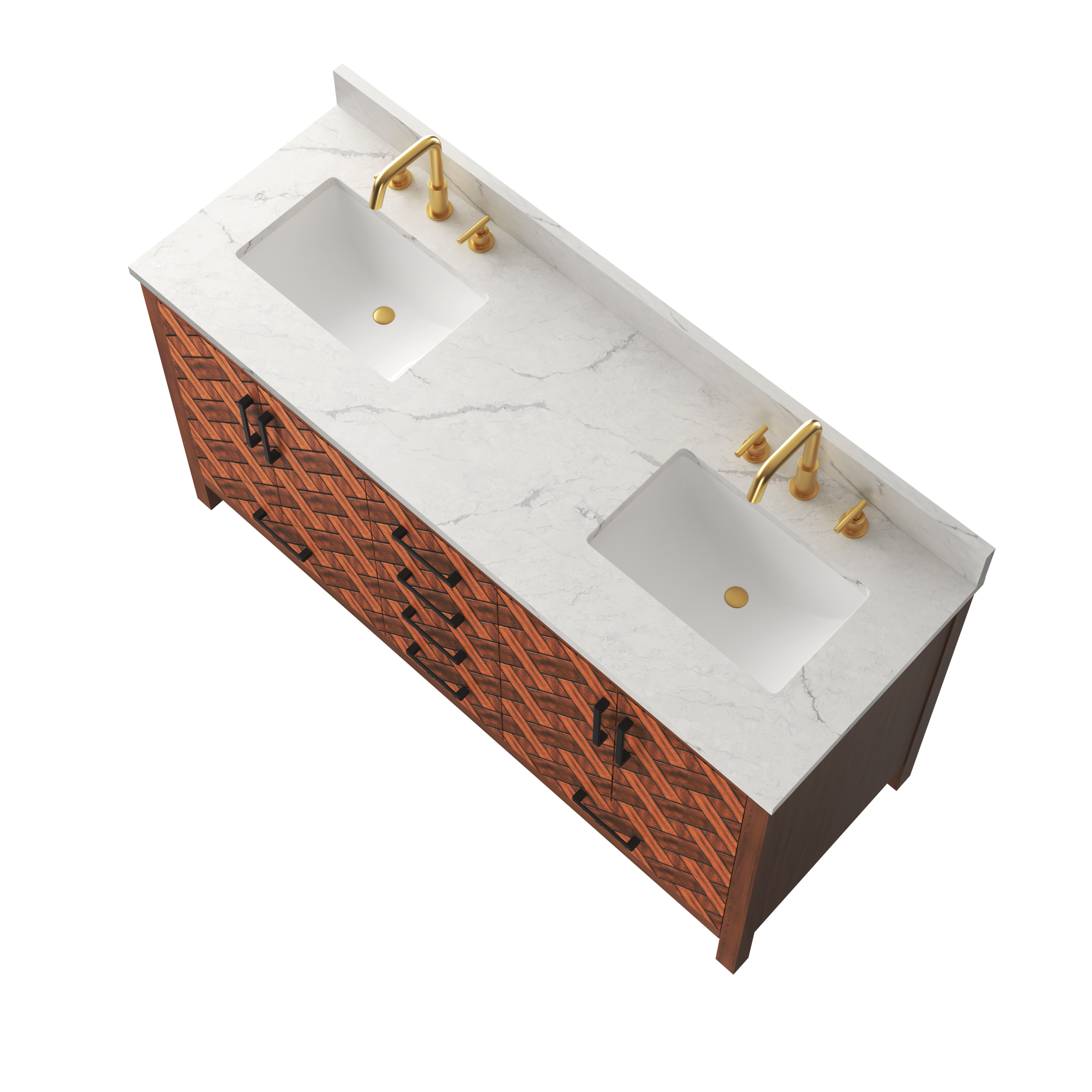 60" Double Sink Bathroom Vanity with Engineering Stone Top