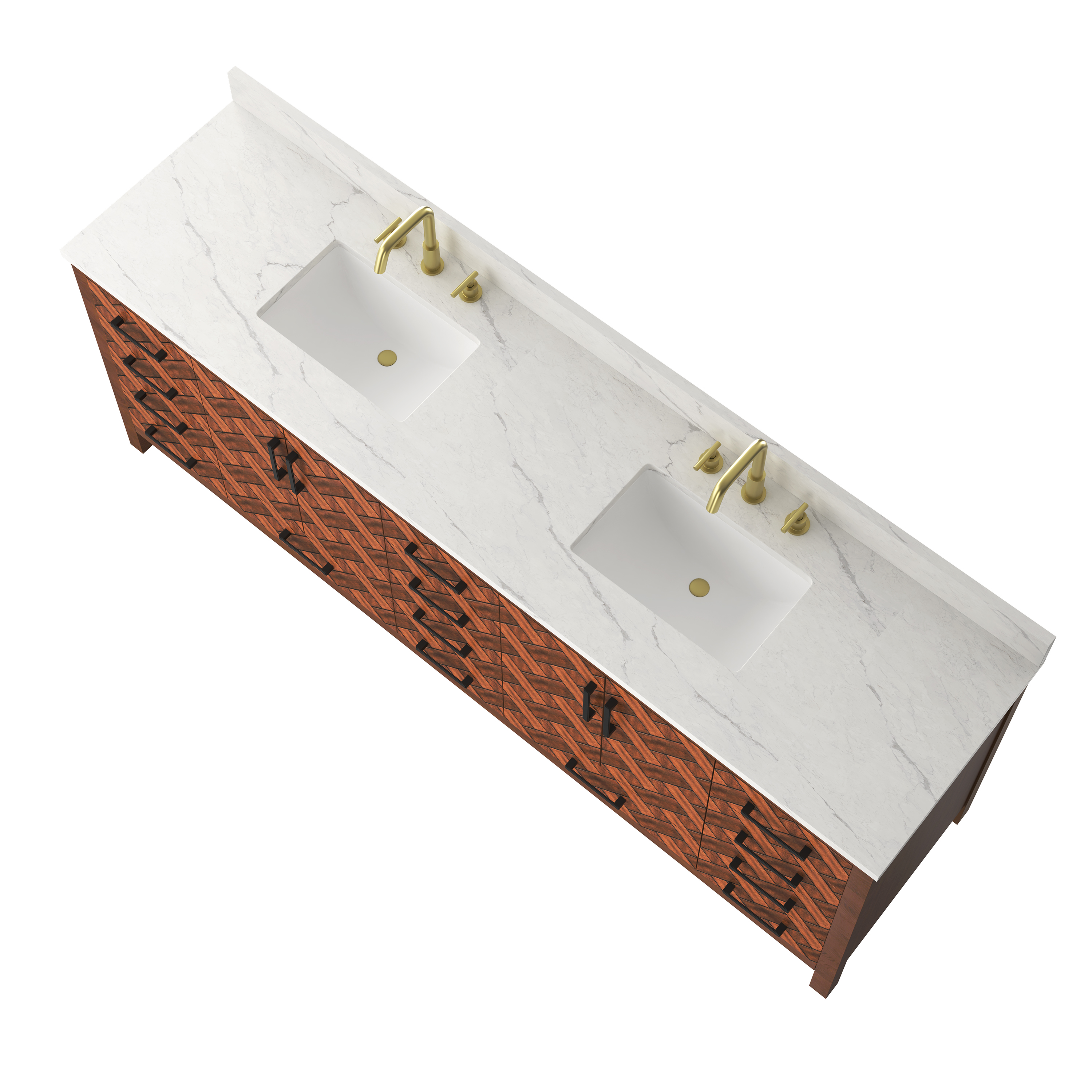 84" Freestanding Bathroom Vanity with Double Sink and Engineering Stone Top