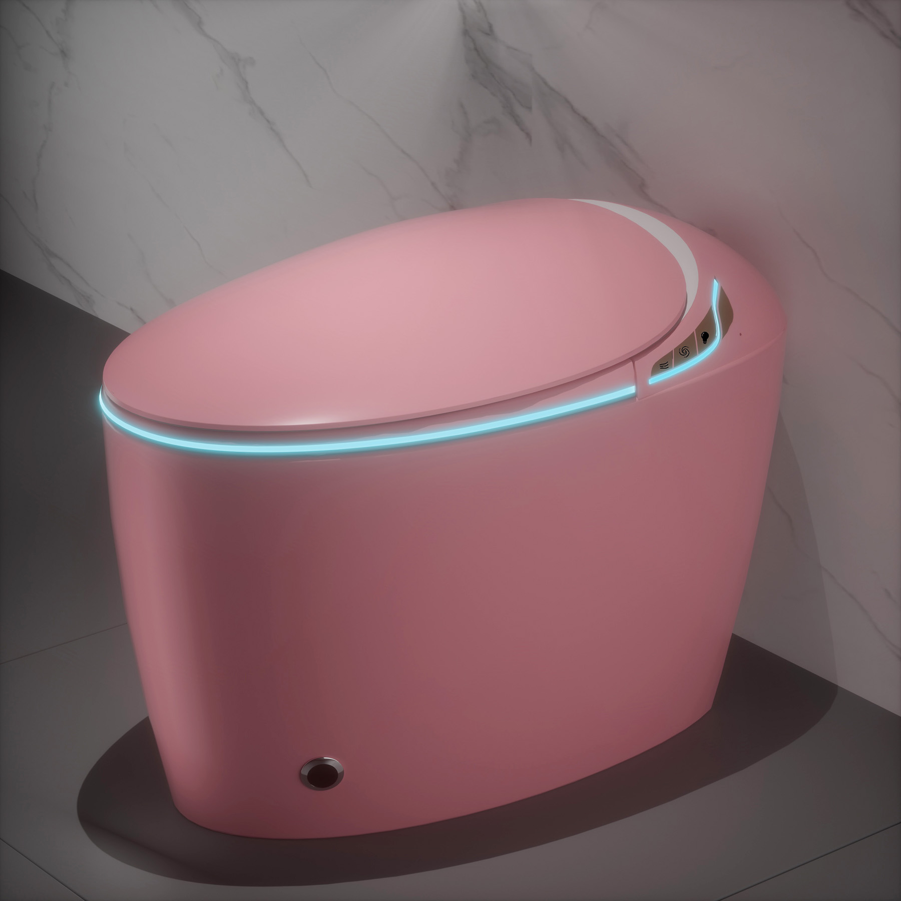 Smart Egg-Shaped Toilet with Built-in Bidet and Soft Ambient Light