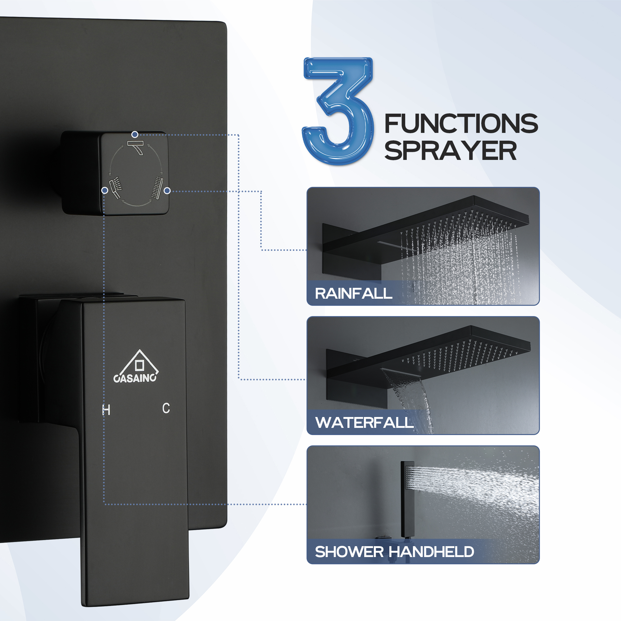 22" Wall Mounted Stainless Steel Shower Systems With Handheld Shower