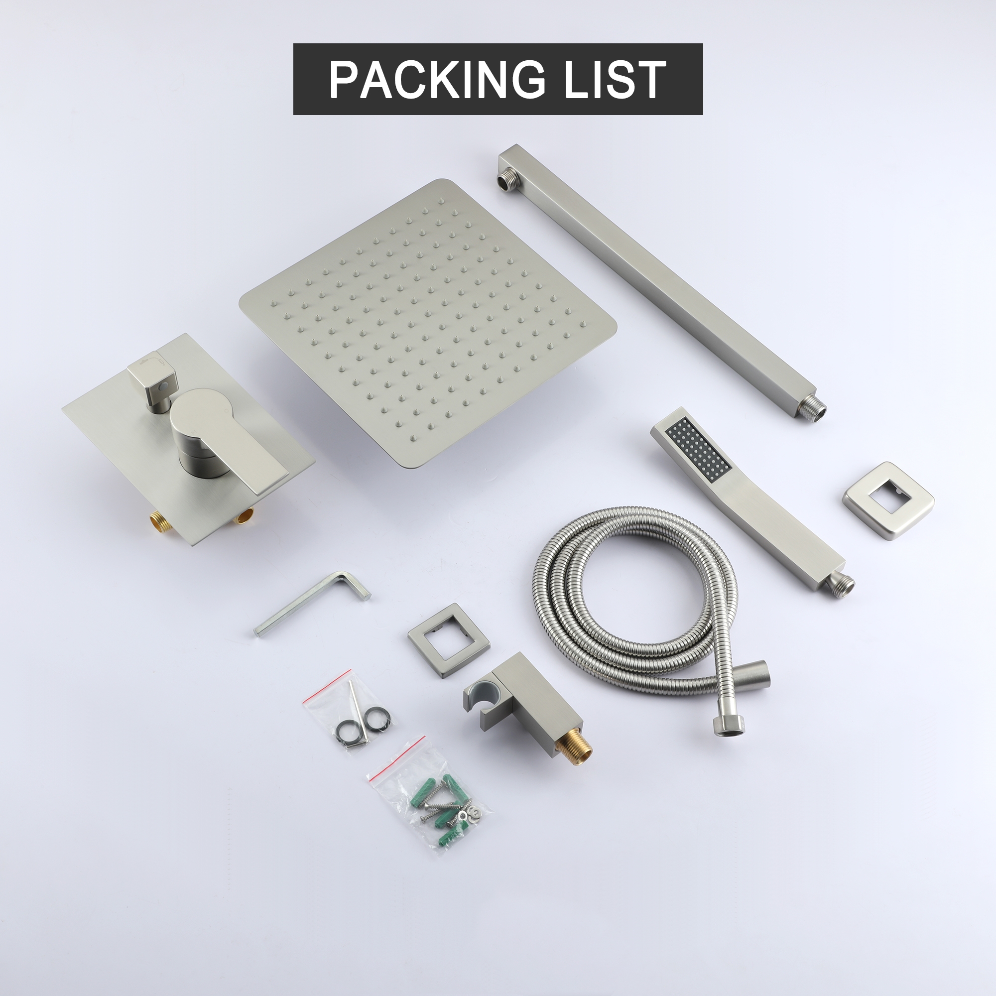 10-inch/12inch Rainfall Shower System With Hand Shower & Pressure-Balanced Valve