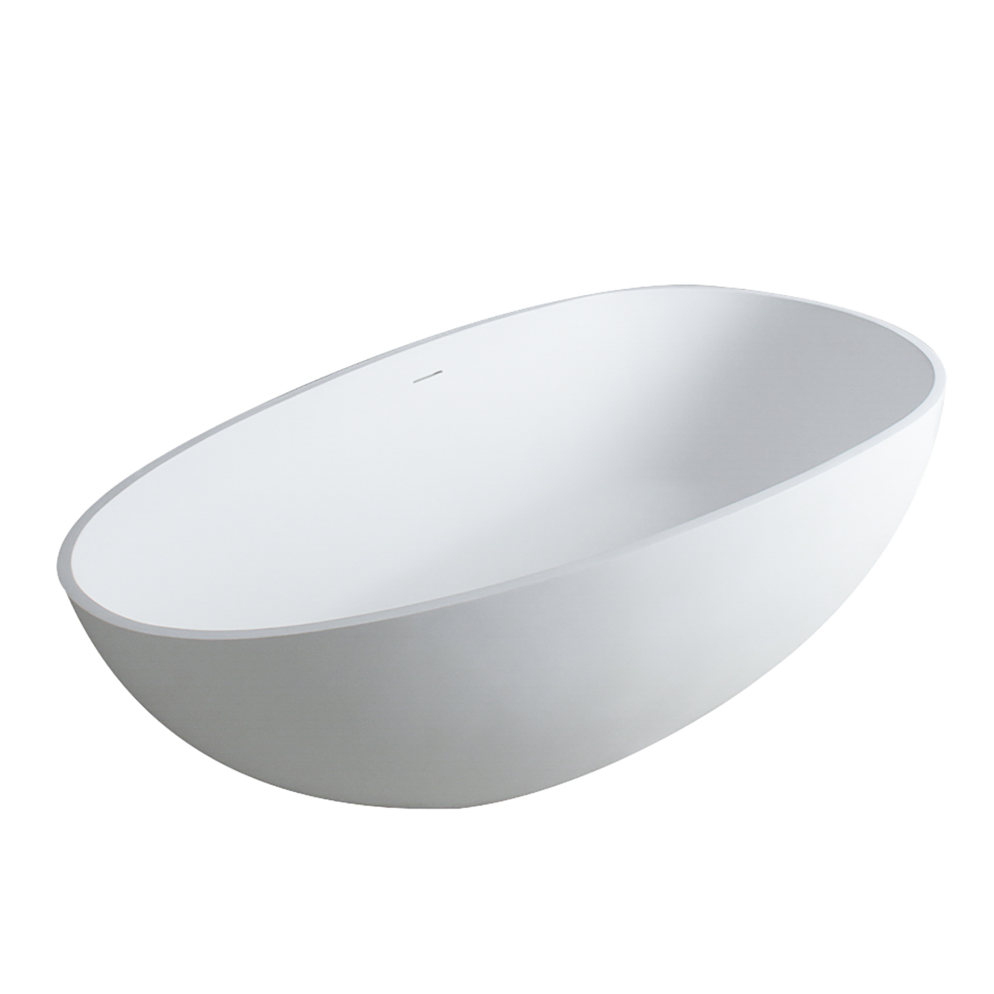 59" Matte White Egg-Shaped Stone Resin Freestanding Soaking Tub, cUPC Certified