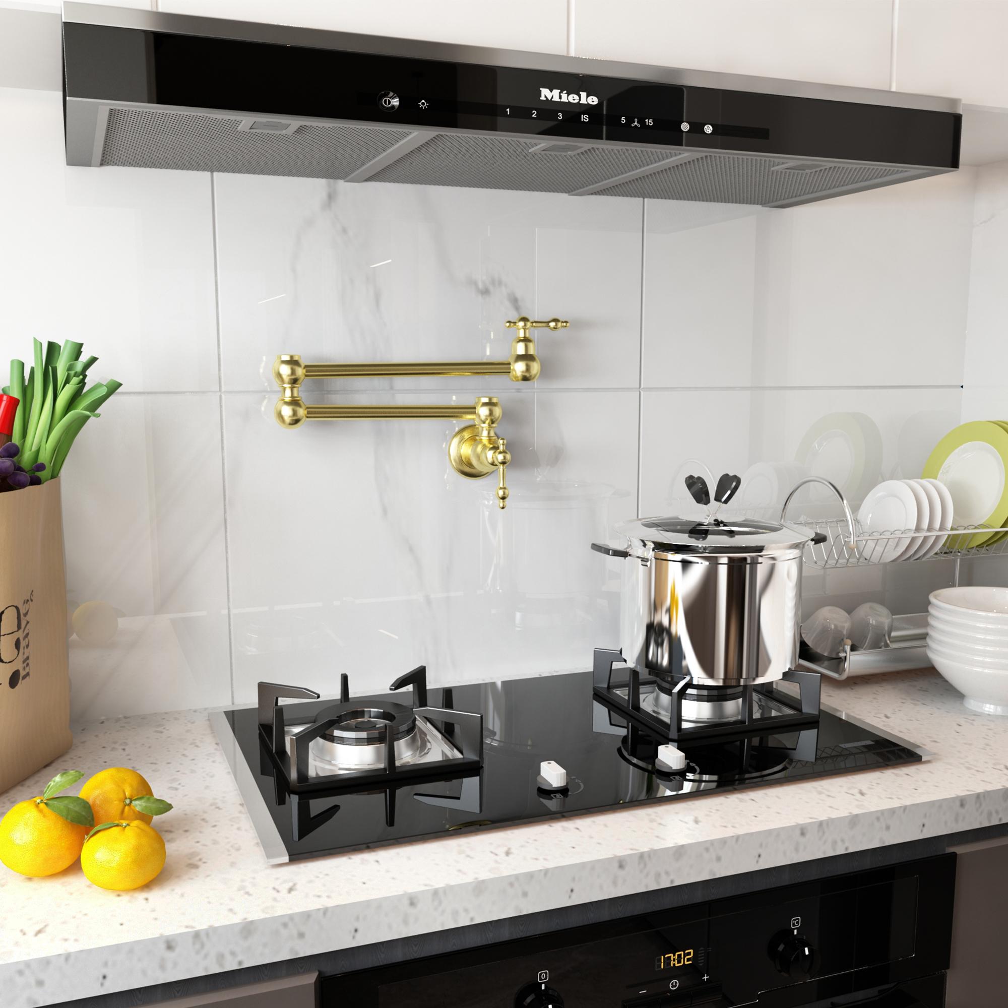 Retro Wall-Mount Pot Filler Kitchen Faucet with 360° Rotation & High-Flow Aerator