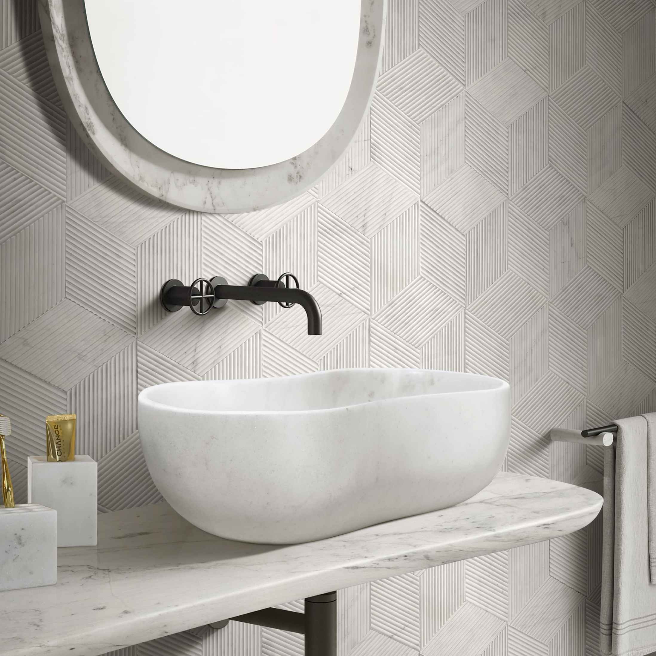 23.6” Genuine Natural Marble Vessel Sink – polished surface in Beige/White/Gray/Green