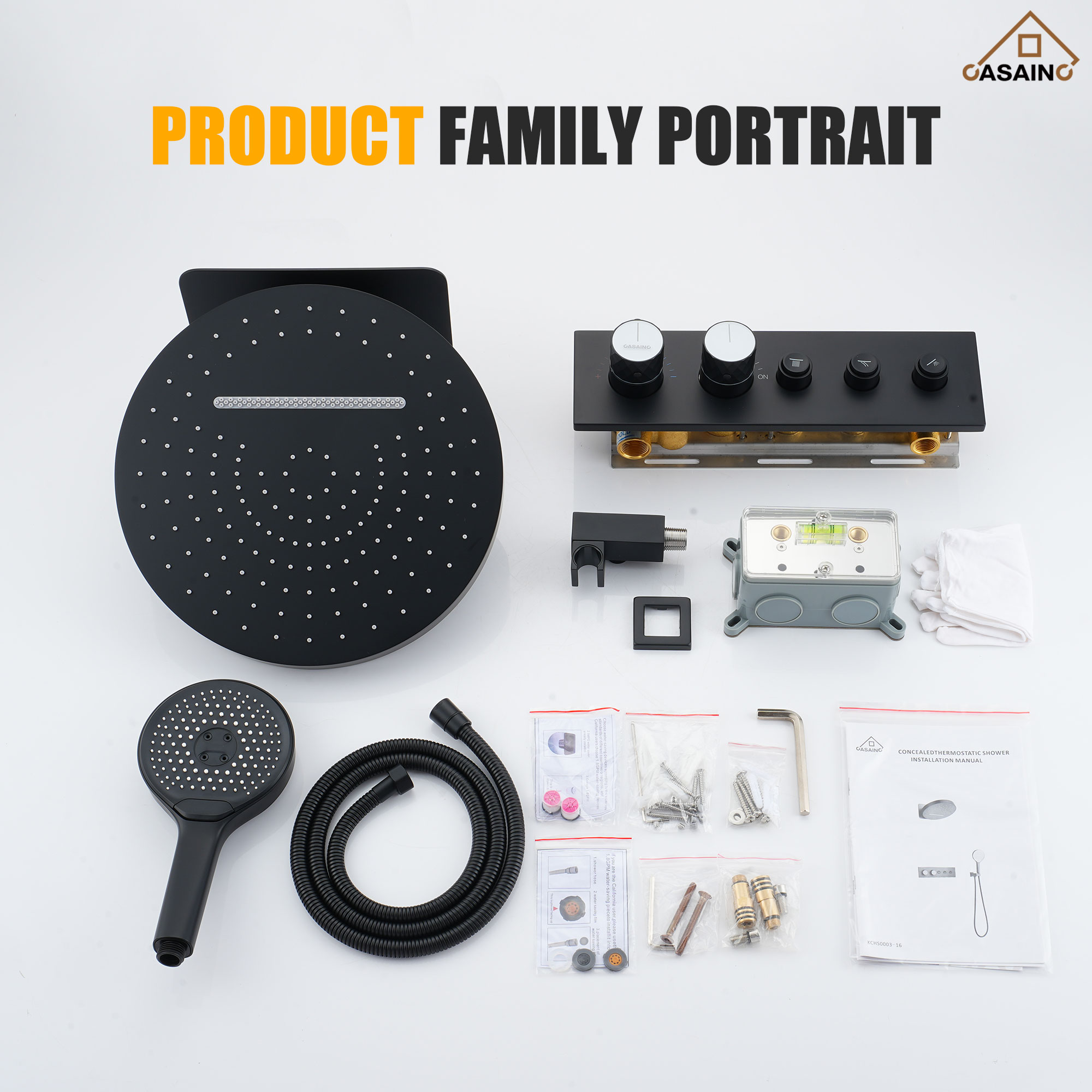 16'' Round Rainfall Shower System With Handheld & Waterfall 16'' Round Rainfall Shower System With Handheld & Waterfall