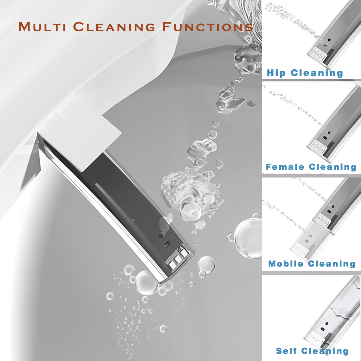 Tankless Black Panel Smart Toilet with Auto Flush, Heated Seat & Bidet Functions