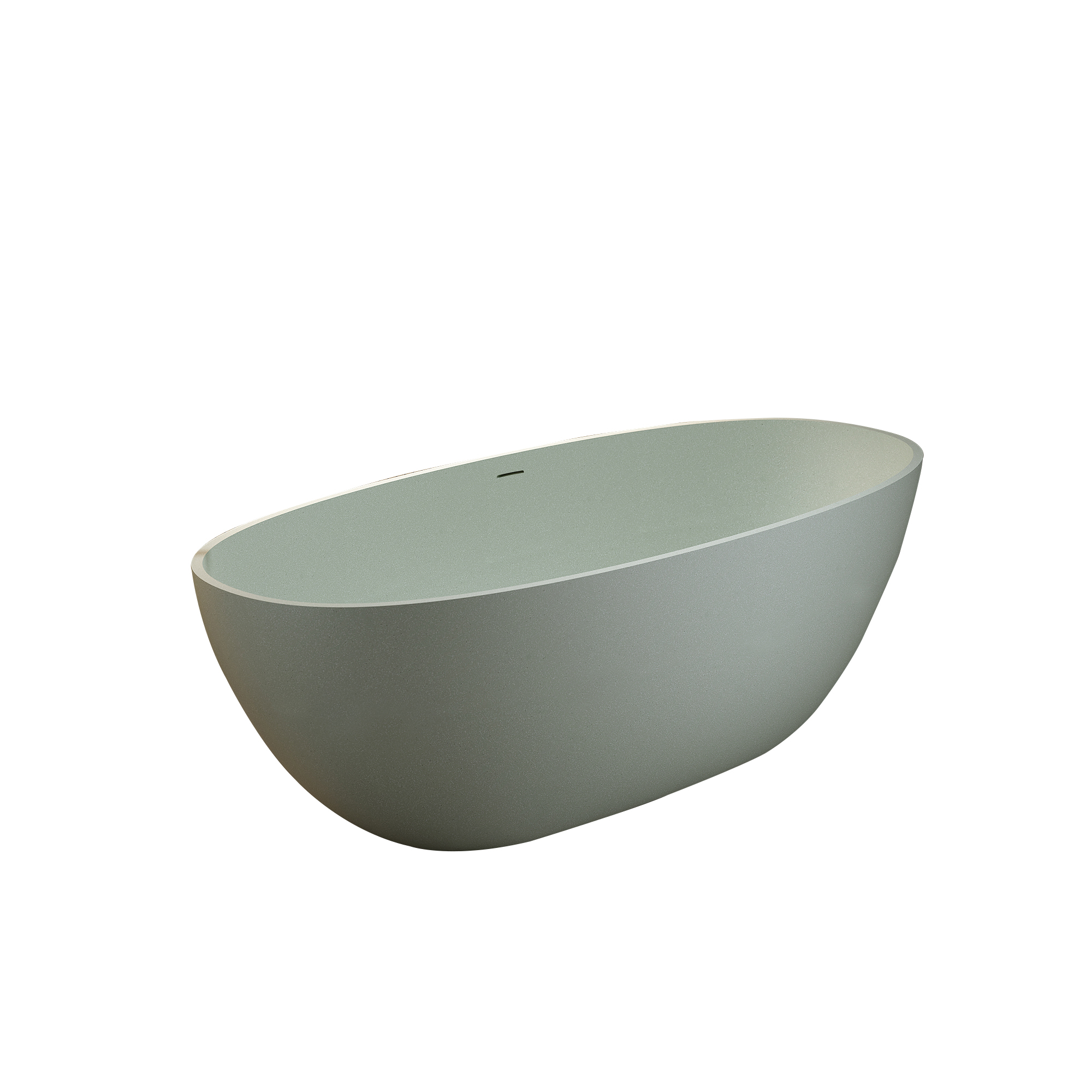 55" Freestanding Bathtub Resin Stone Soaking Bathtub Solid Surface Modern Tubs with Overflow and Pop-up Drain 
