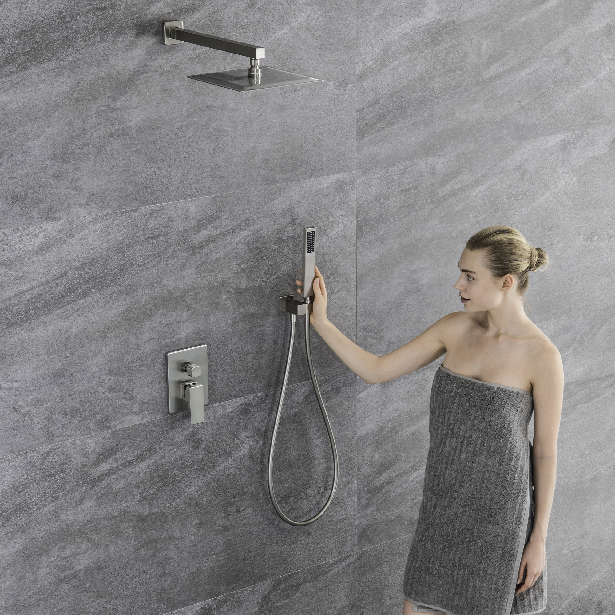 10-inch Wall Mounted Square Rainfall Shower System with Rough-in Valve