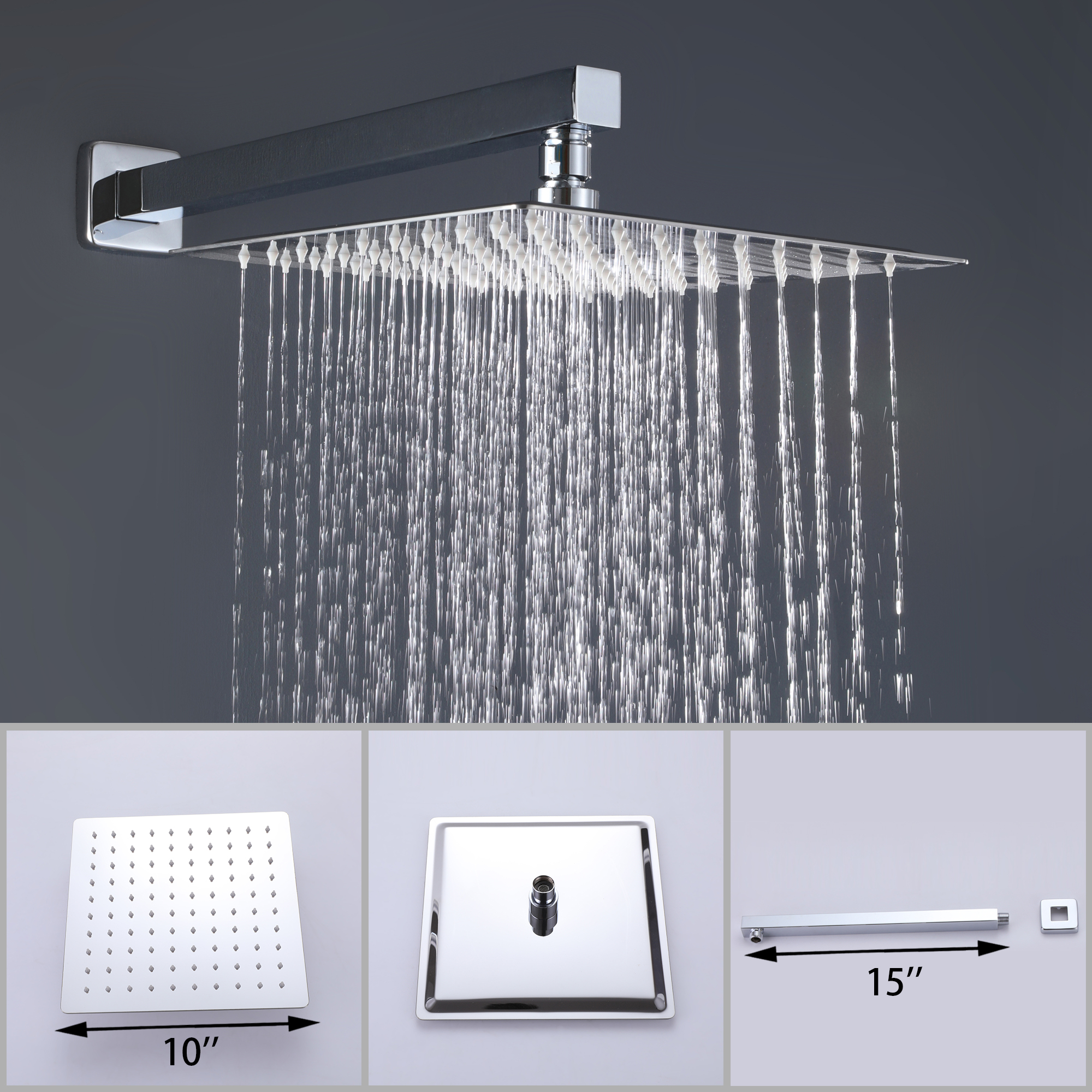 10-inch 3 Way Shower System with Hand Shower and Tub Filler