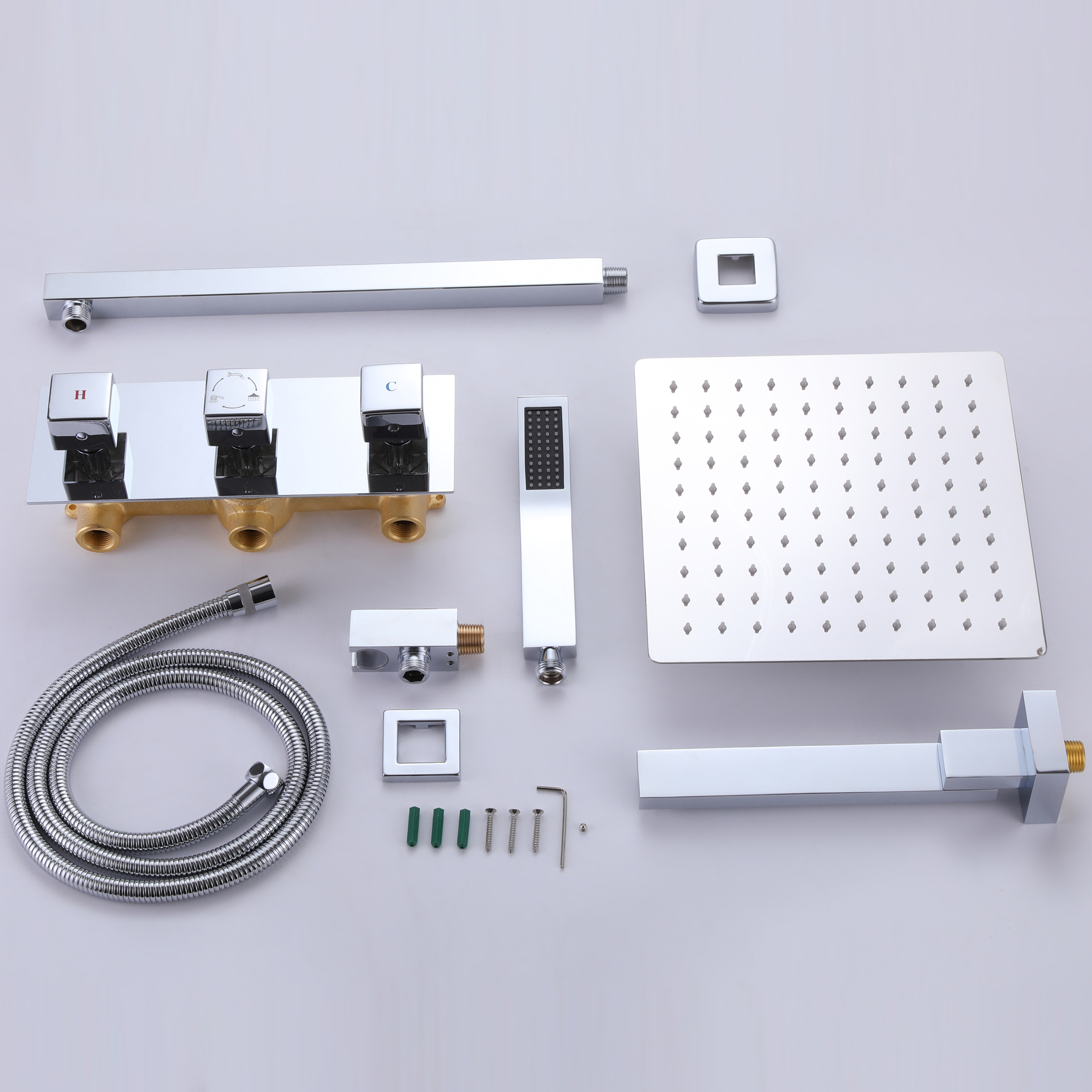 10-inch 3 Way Shower System with Hand Shower and Tub Filler