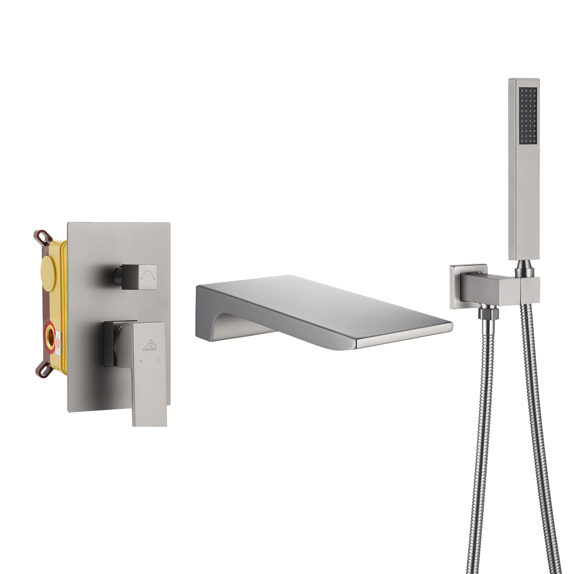 Wall Mounted Bathtub Faucet Set With Handheld Shower Head