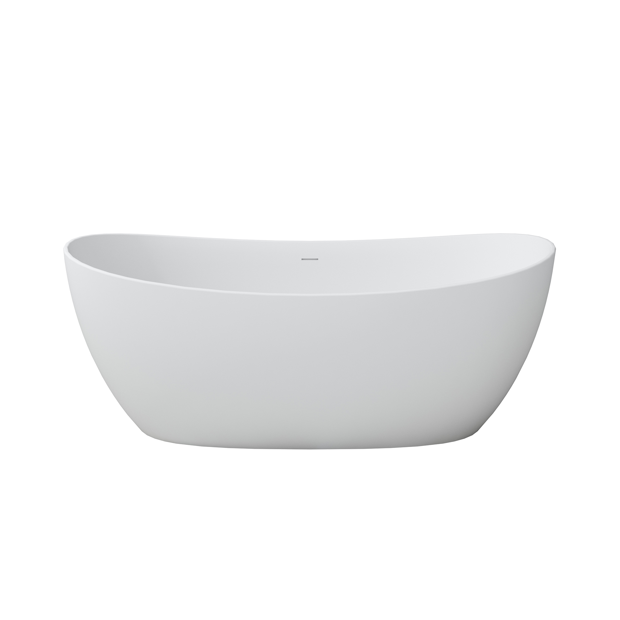 63" Freestanding Solid Surface Stone Bathtub with Symmetrical Moon Design