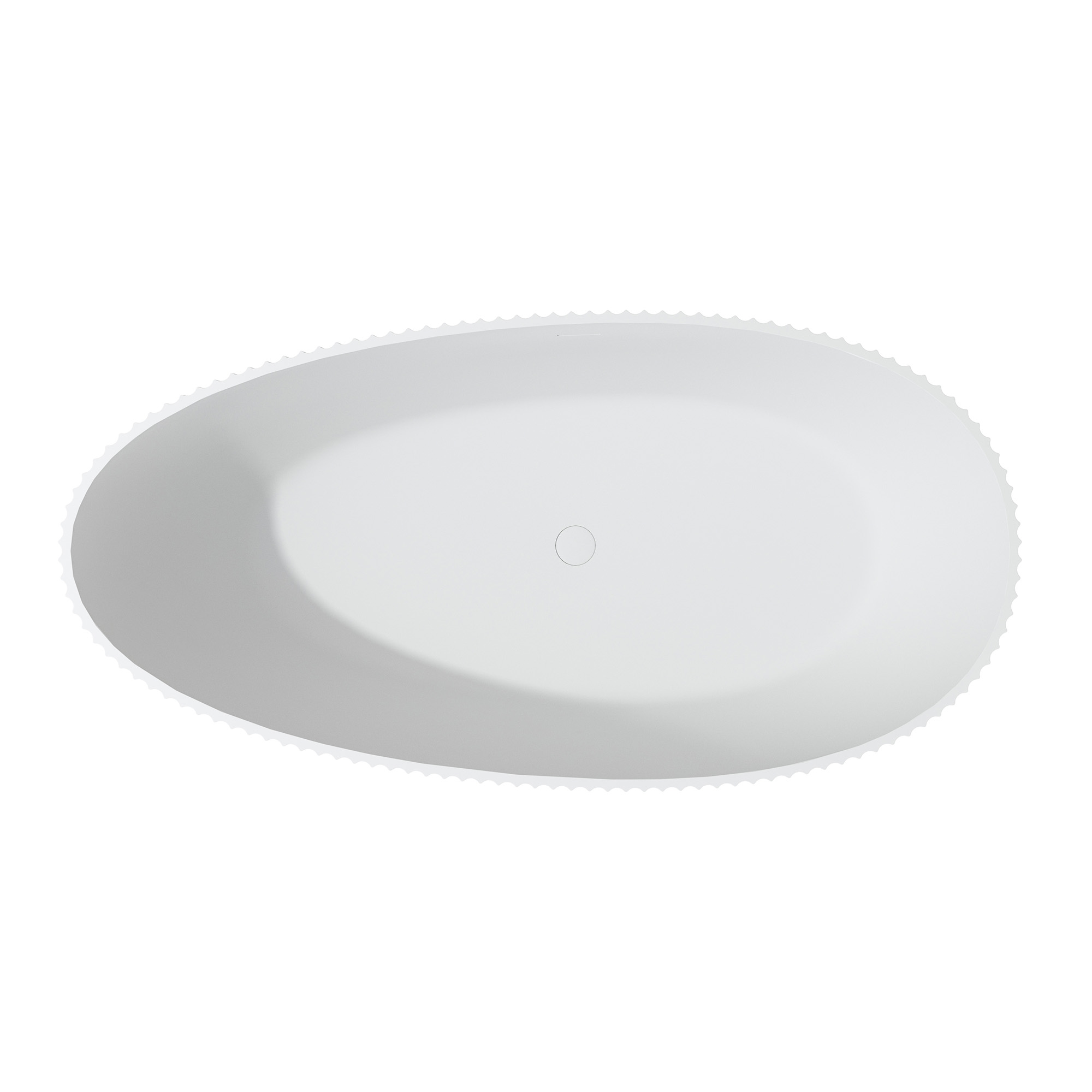 67" Solid Surface Freestanding Soaking Bathtub with Ribbed Textured Design