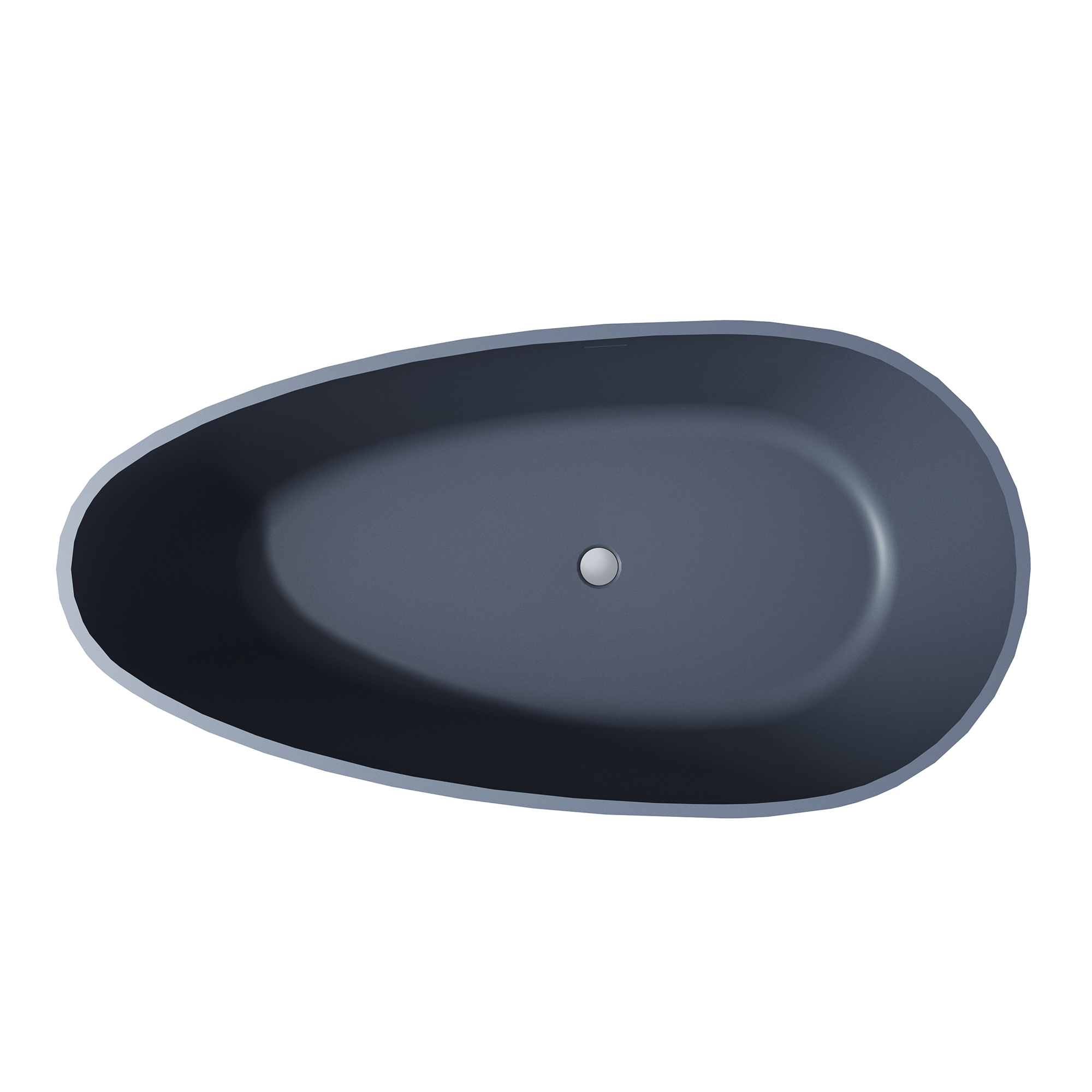 59" Freestanding Resin Stone Soaking Bathtub with Cement-Colored Body and Outer Dot