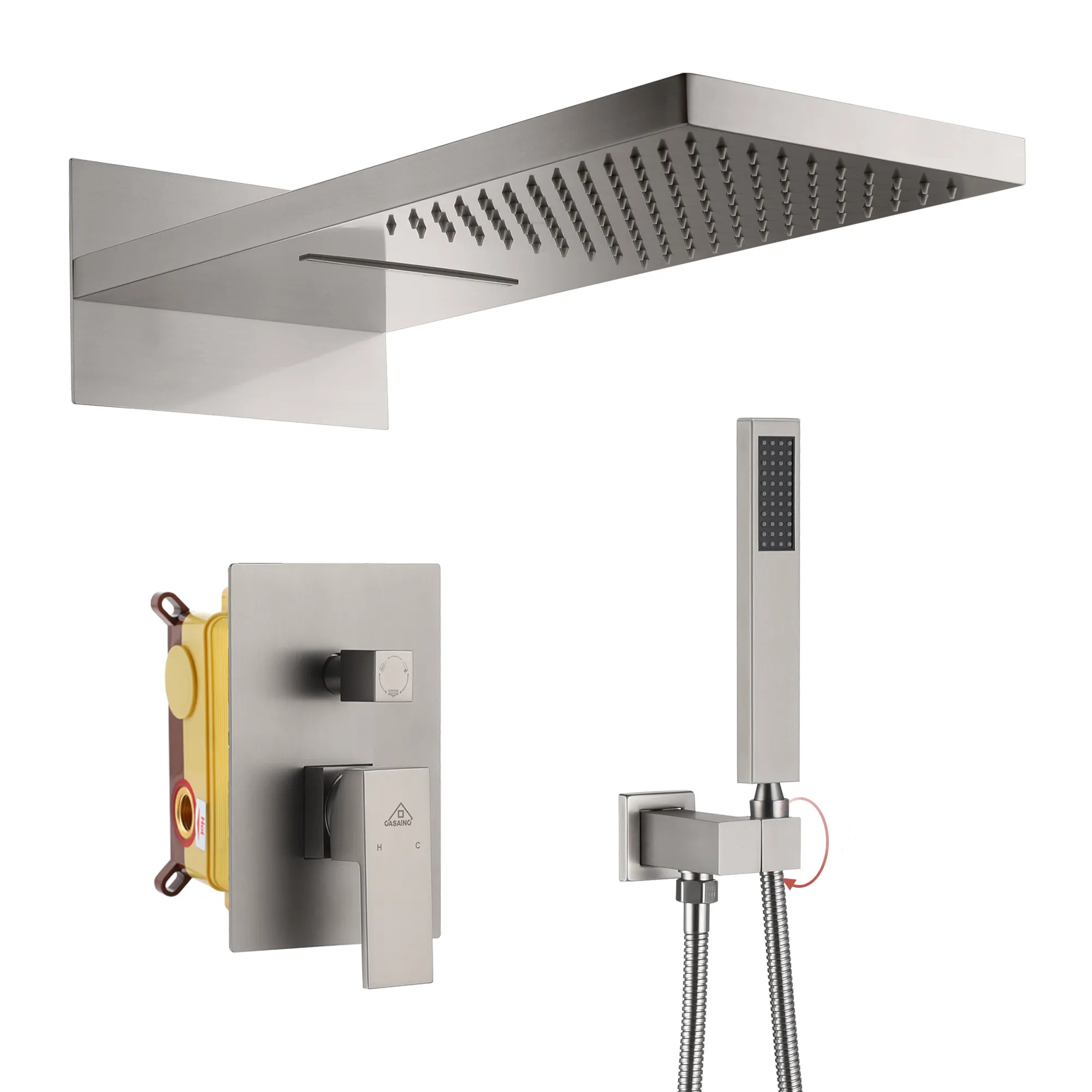 22" Wall Mounted Stainless Steel Shower Systems With Handheld Shower