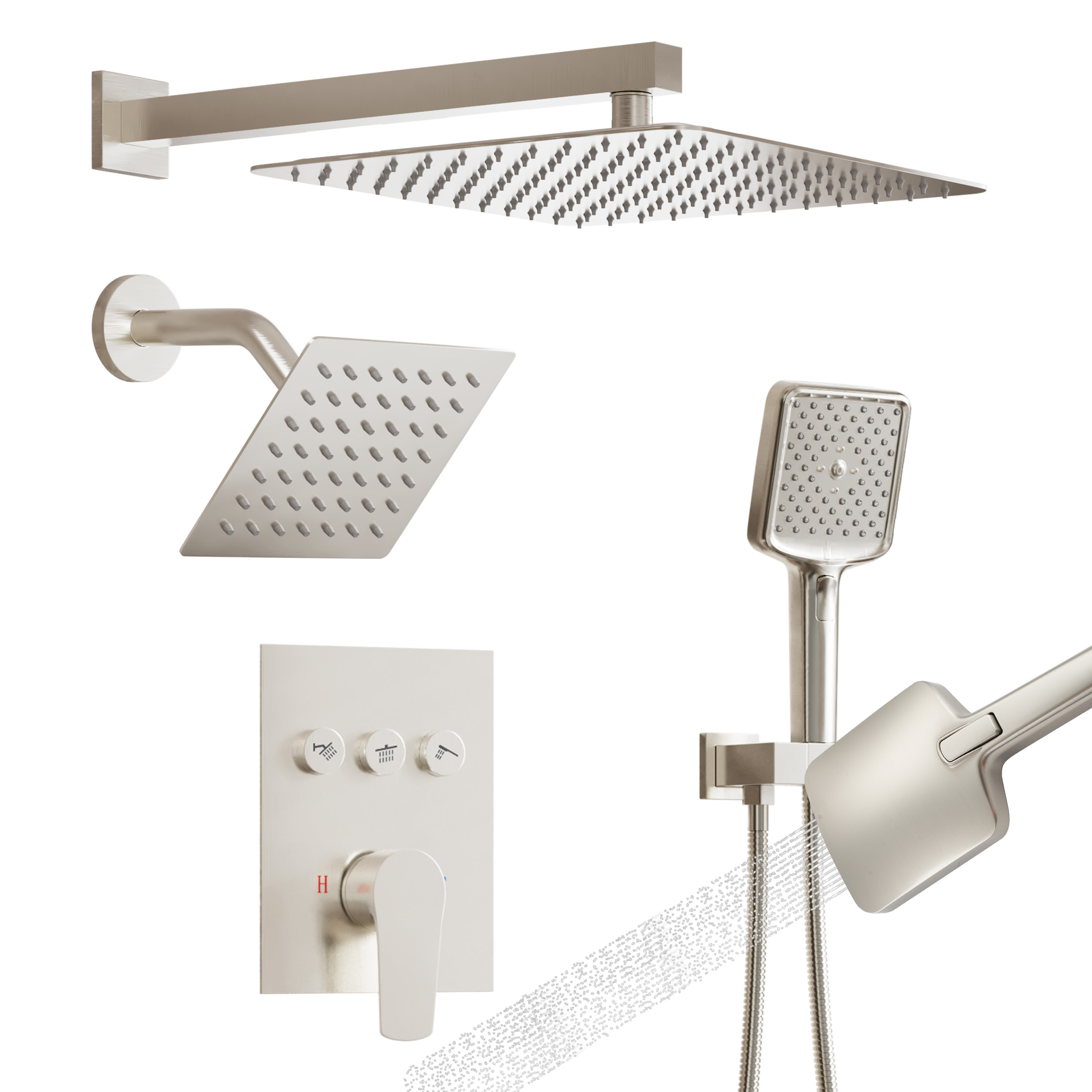 12-inch Dual Shower System with 4-Function Handheld Shower