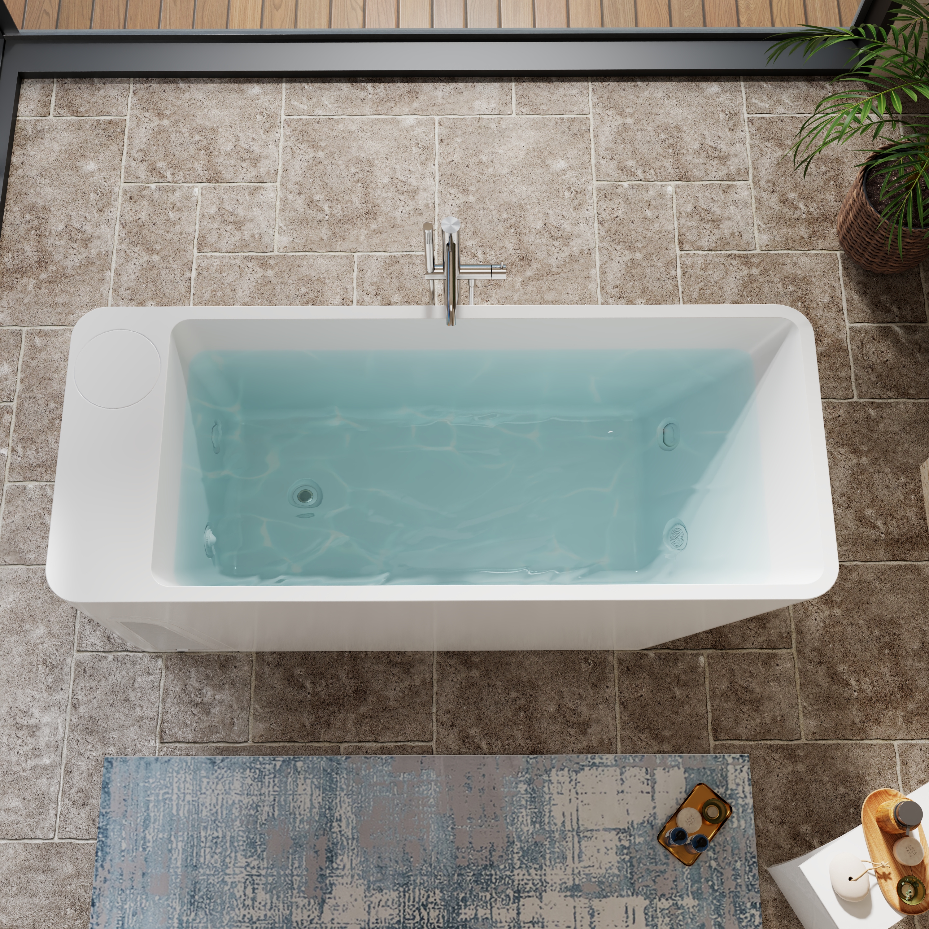 77" All-in-One Cold Plunge Tub with Built-In Chiller and Insulated Cover