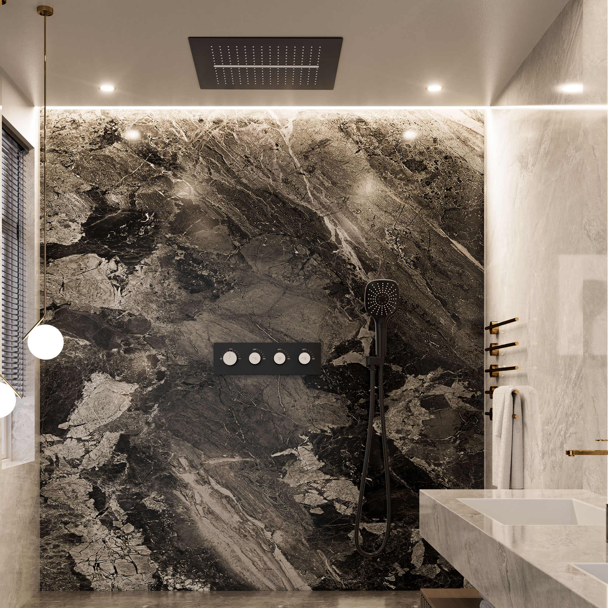 16'' Concealed Multi-Function Shower System 3-Spray Modes Showerhead