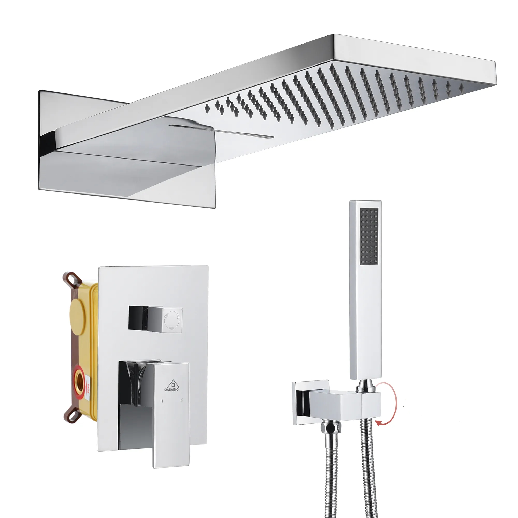 22" Wall Mounted Stainless Steel Shower Systems With Handheld Shower