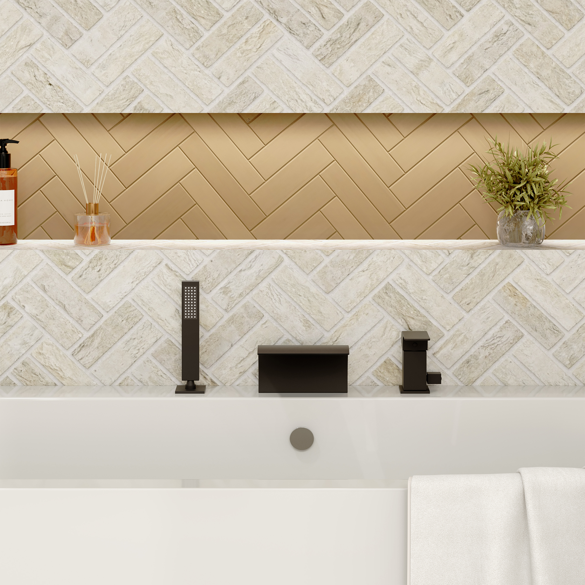 Waterfall Tub Faucet with Handheld Shower Head for Bathtub