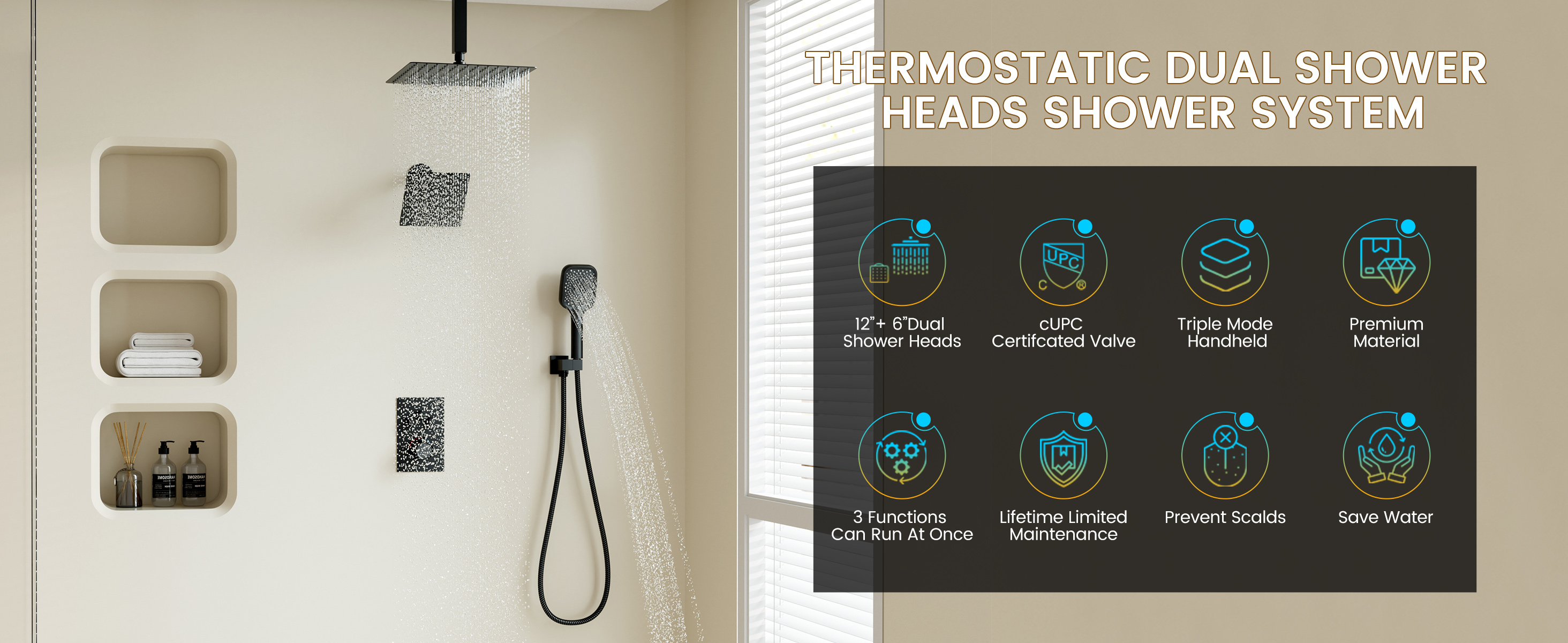 Thermostatic Dual Head Shower System