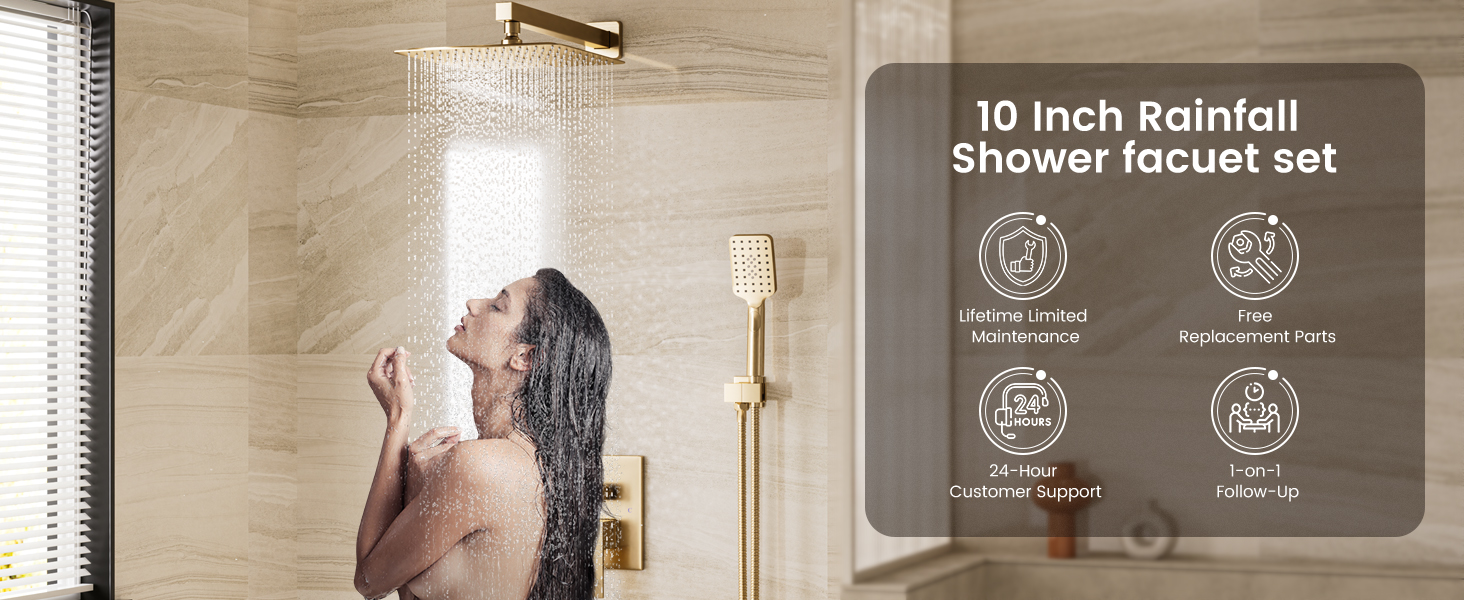10-inch Brushed Gold Shower System