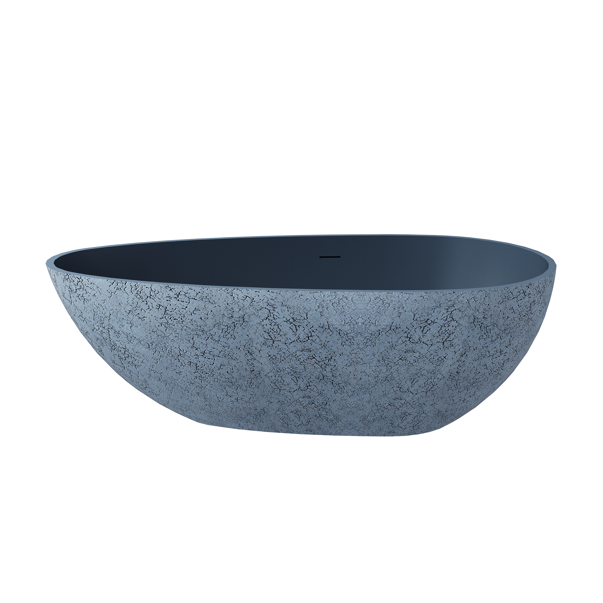 59" Freestanding Resin Stone Soaking Bathtub with Cement-Colored Body and Outer Dot