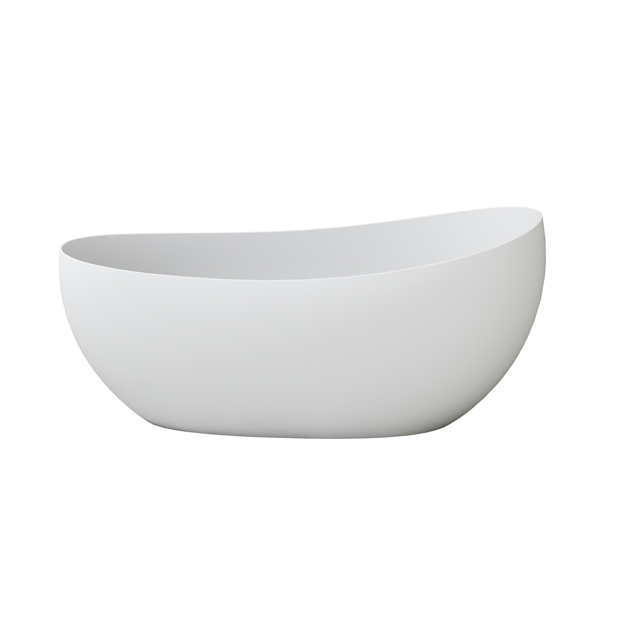 63" Solid Surface Freestanding Soaking Bathtub with High Backrest