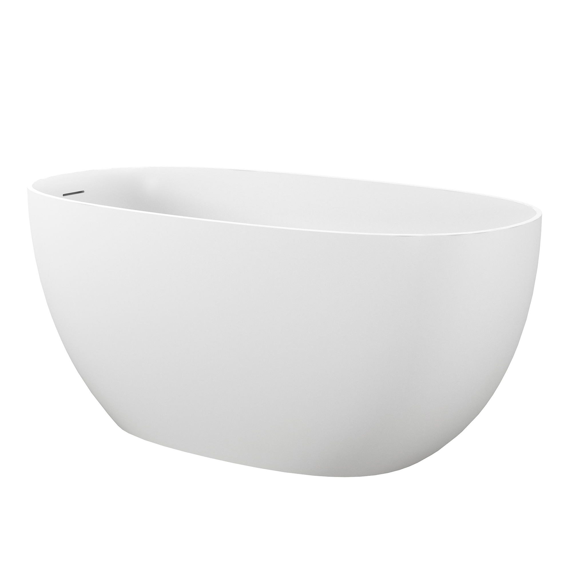 55" Freestanding Solid Surface Soaking Bathtub with Left Drain