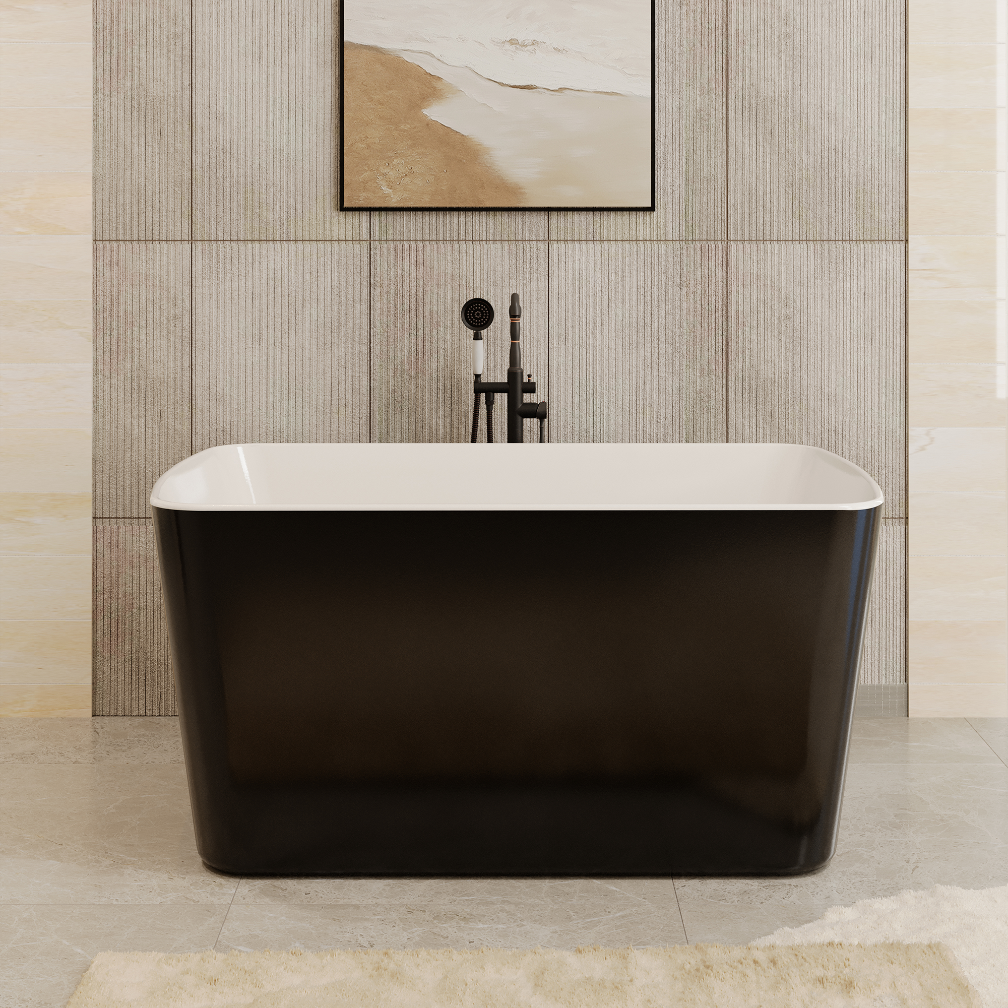 49" Acrylic Freestanding Japanese Soaking Bathtub with Sit-In Design