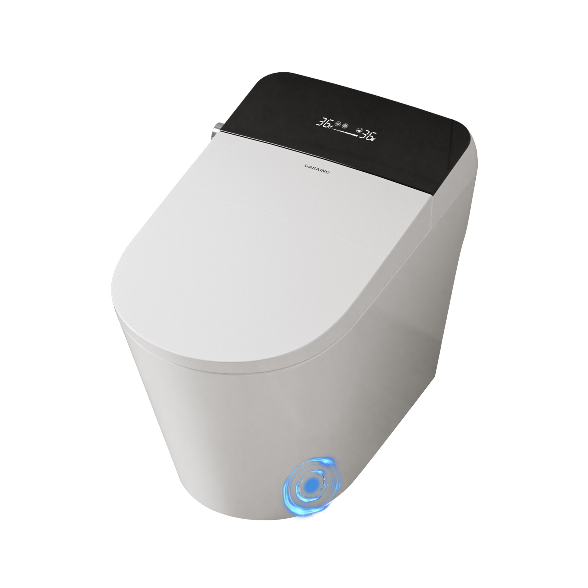 Elongated White Ceramic Tankless Smart Bidet Toilet with Remote Control
