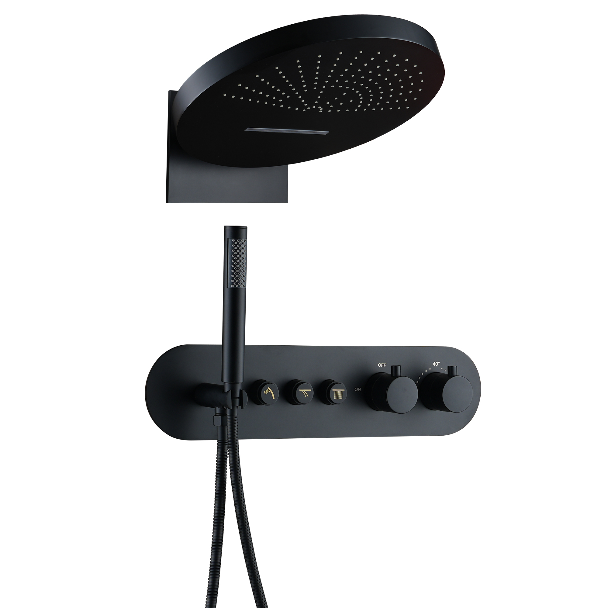 16-inch Wall-Mounted Thermostatic Shower System with Hand Shower