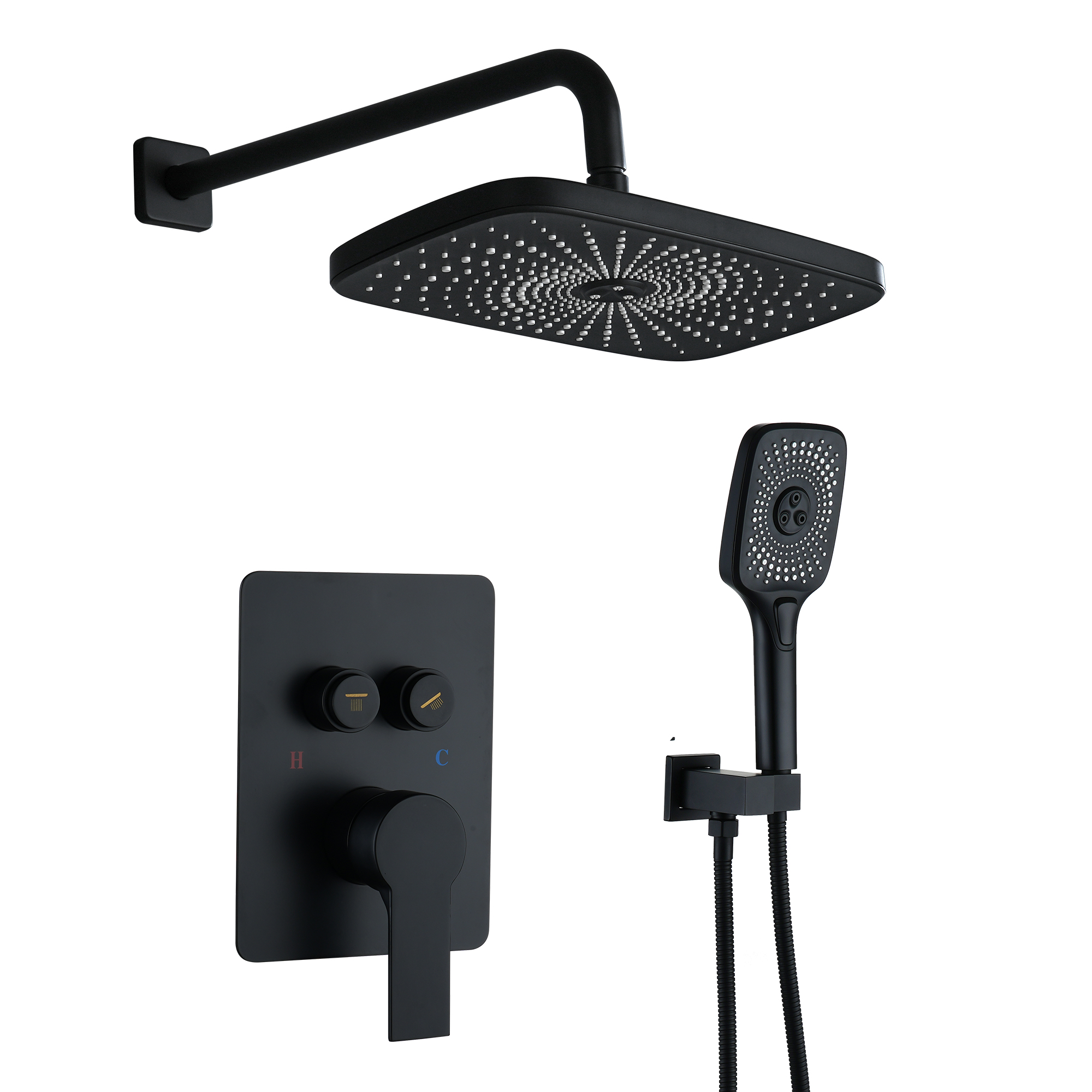 12-inch x 8-inch Wall-Mounted Dual-Function Shower System with Hand Shower