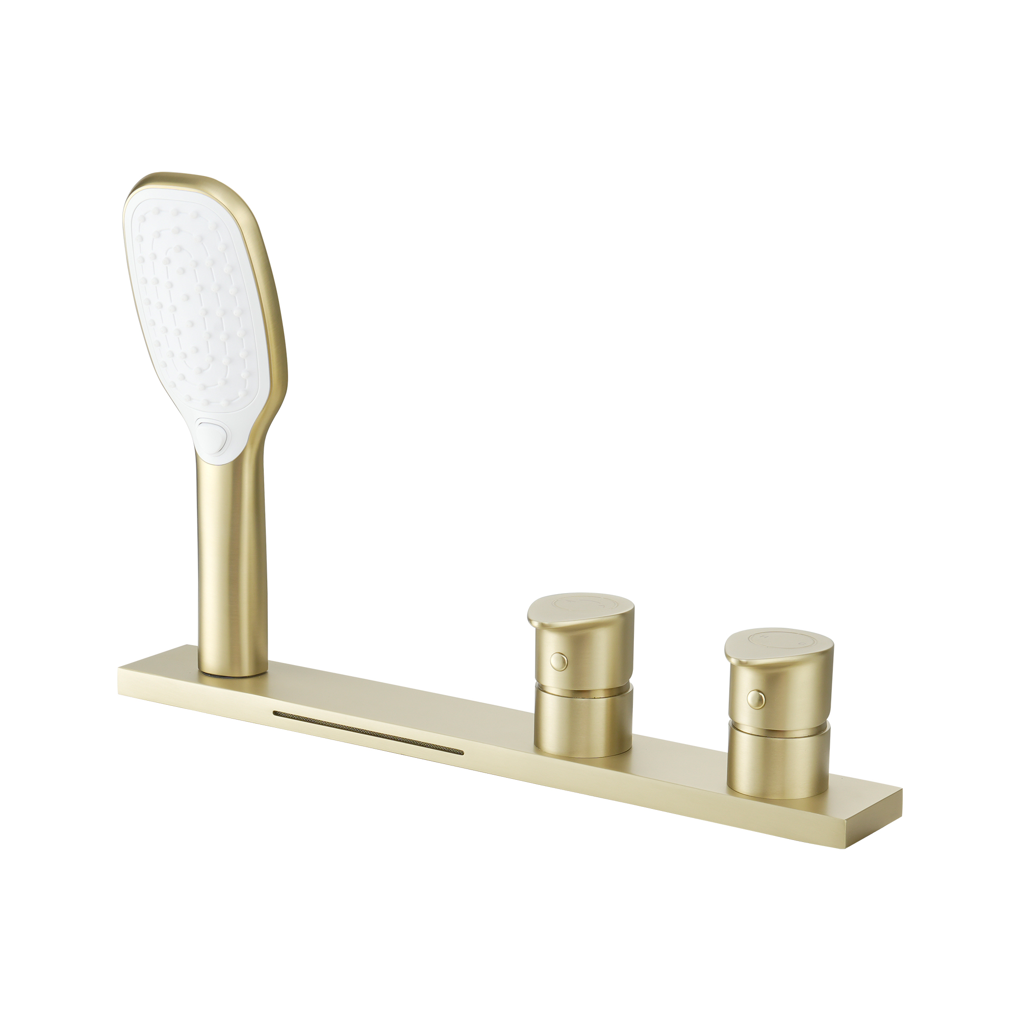 2-Handle Deck-Mounted Bathtub Faucet with 2 Spray Modes Hand Shower