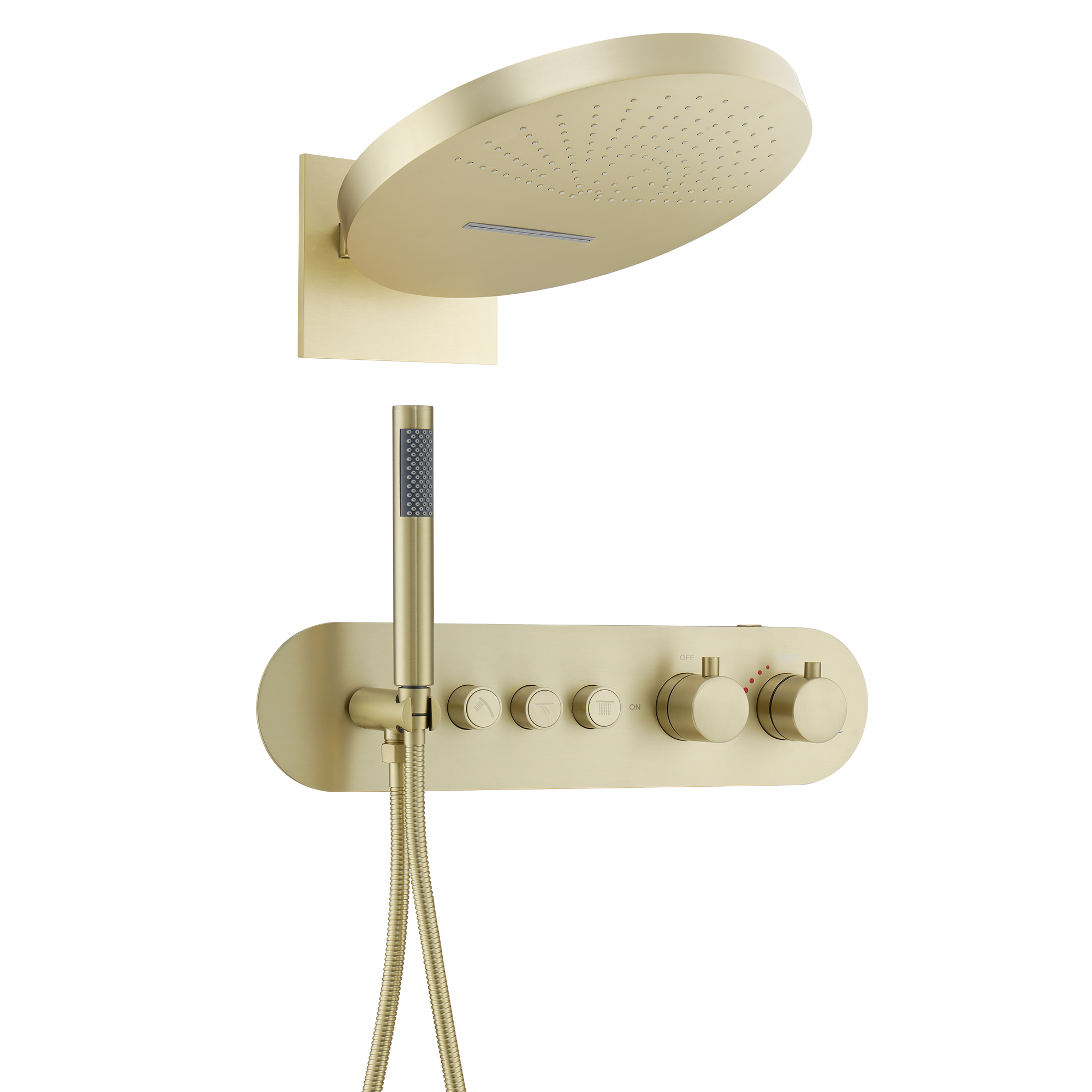 16-inch Wall-Mounted Thermostatic Shower System with Hand Shower