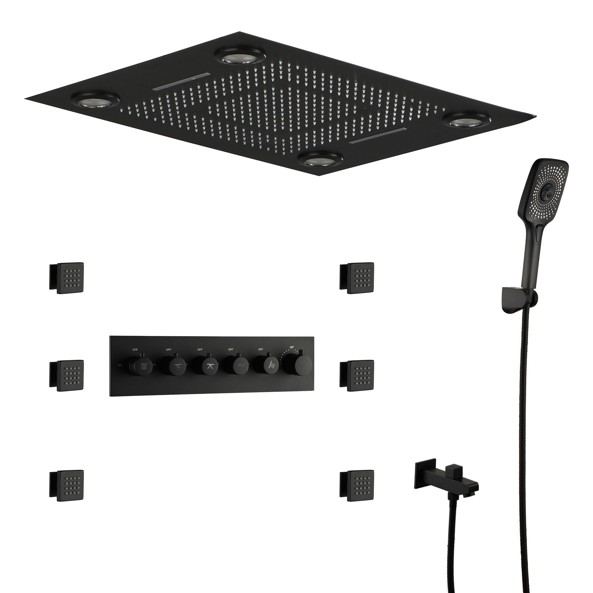 32*24-inch Luxury Shower System with Body Jets & LED Lights