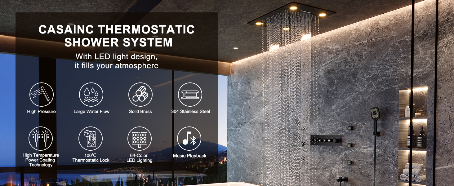 Luxury Shower System with LED Lights